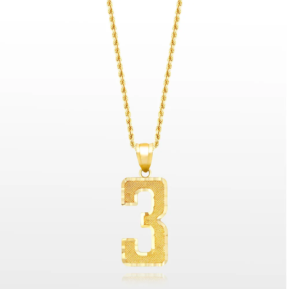 10k Solid Gold Jersey Number Pendant