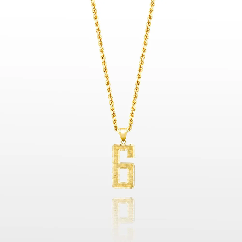 10k Solid Gold Small Jersey Number Pendant