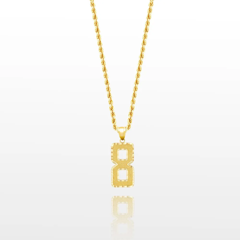 10k Solid Gold Small Jersey Number Pendant