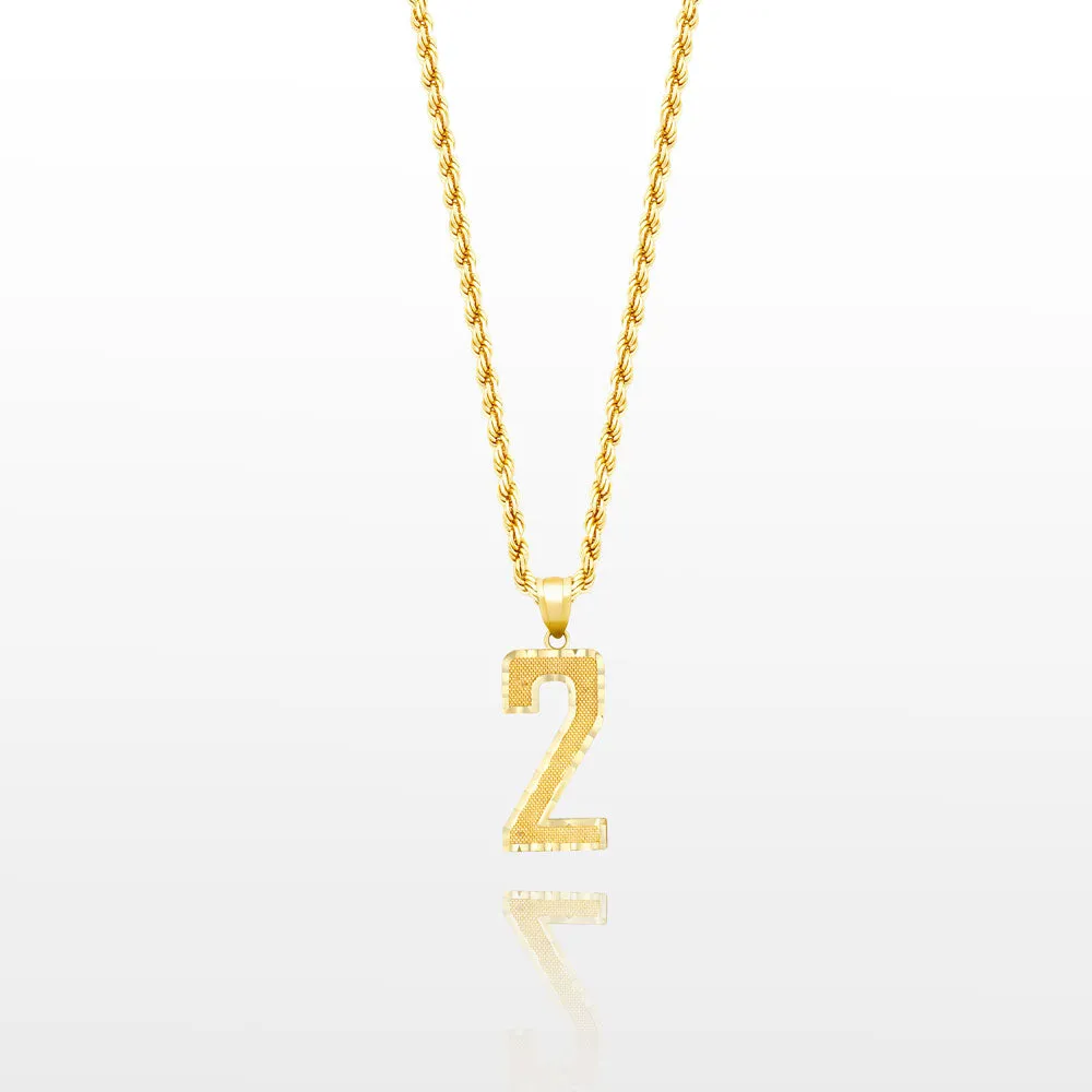 10k Solid Gold Small Jersey Number Pendant