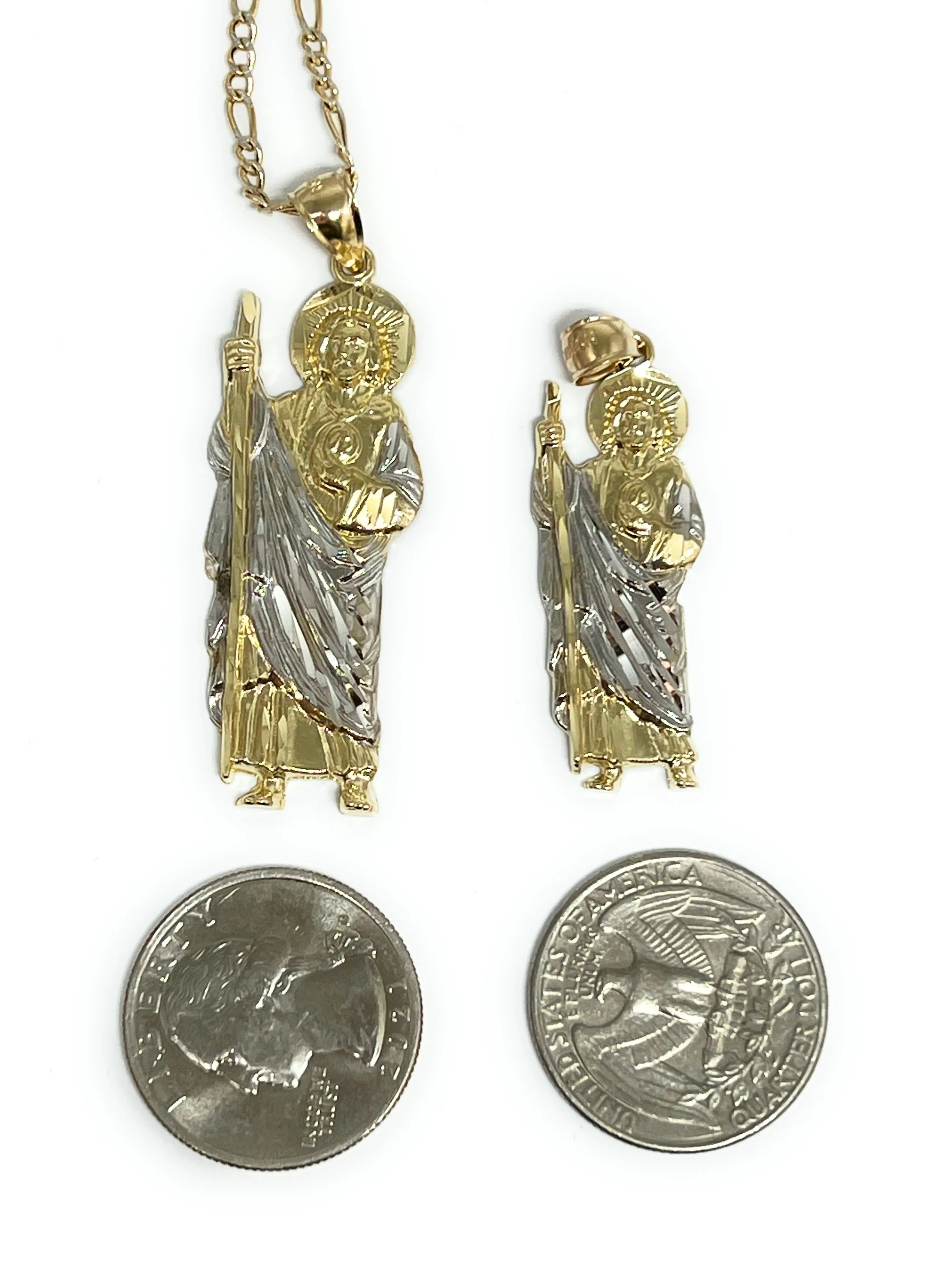 10k Solid Gold Yellow 2-Tone Saan Judas Saaint Jude Pendant (SM, MED)