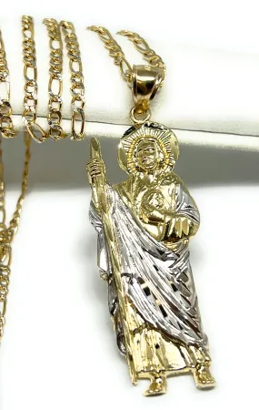 10k Solid Gold Yellow 2-Tone Saan Judas Saaint Jude Pendant (SM, MED)