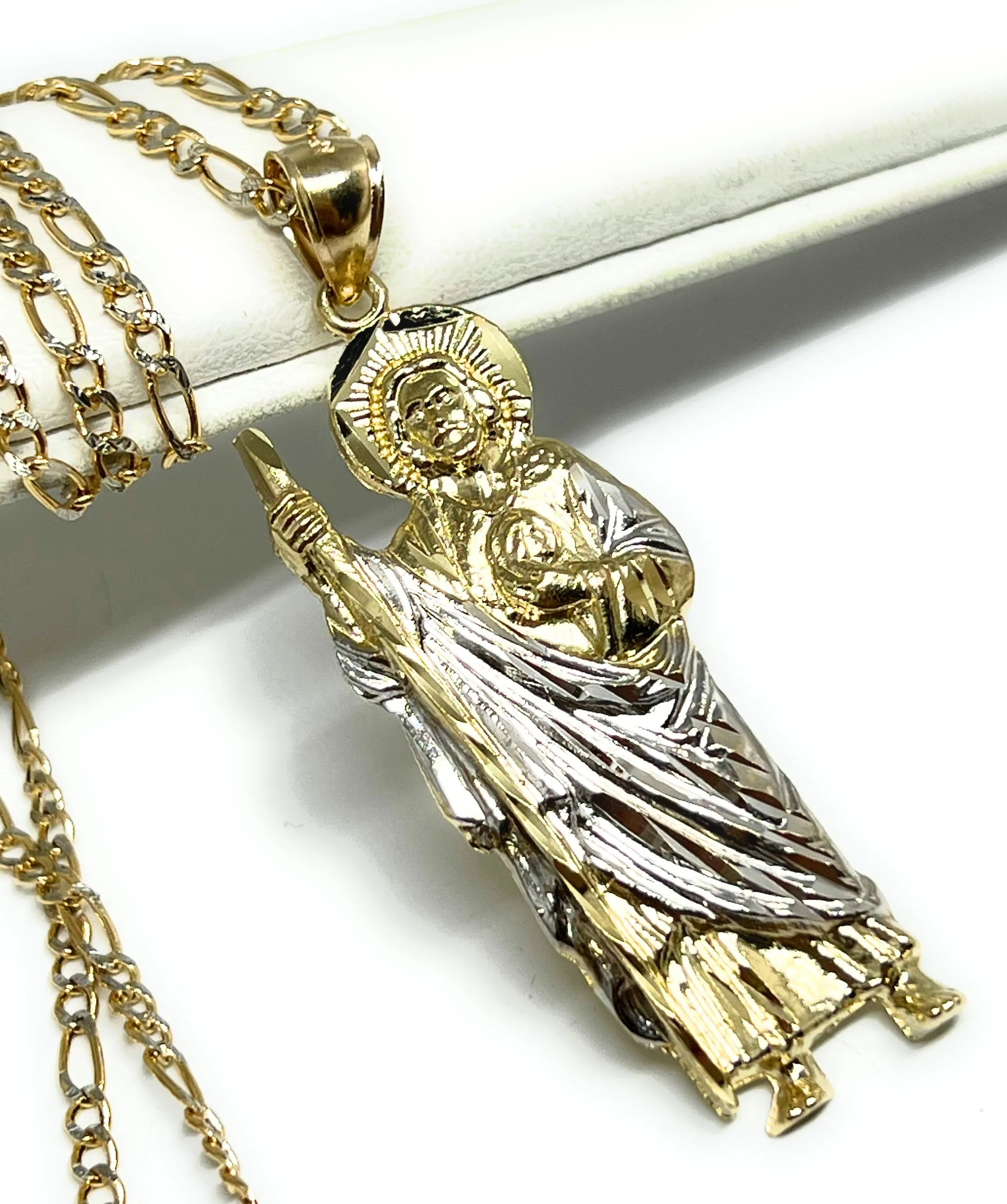 10k Solid Gold Yellow 2-Tone Saan Judas Saaint Jude Pendant (SM, MED)