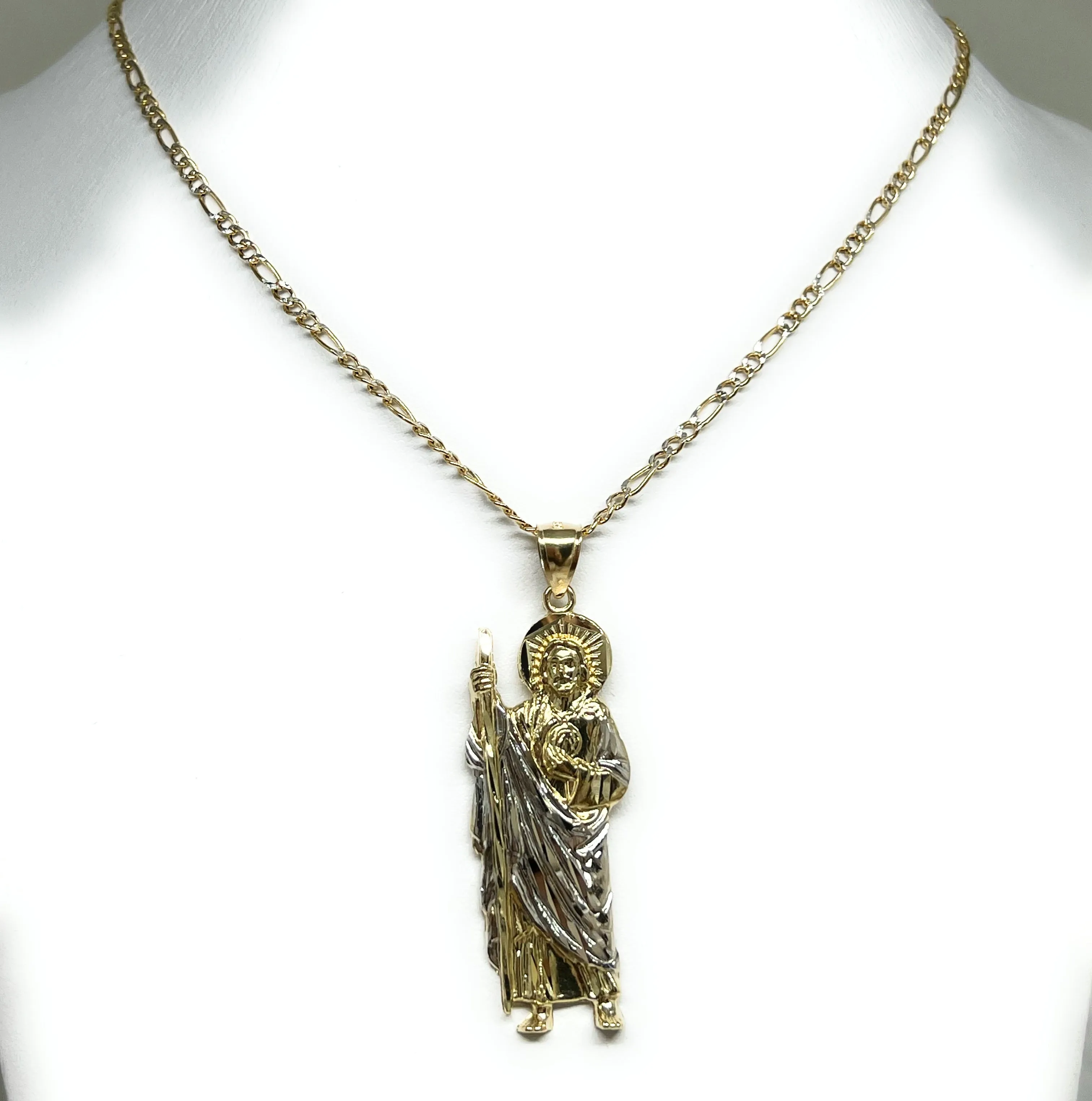 10k Solid Gold Yellow 2-Tone Saan Judas Saaint Jude Pendant (SM, MED)