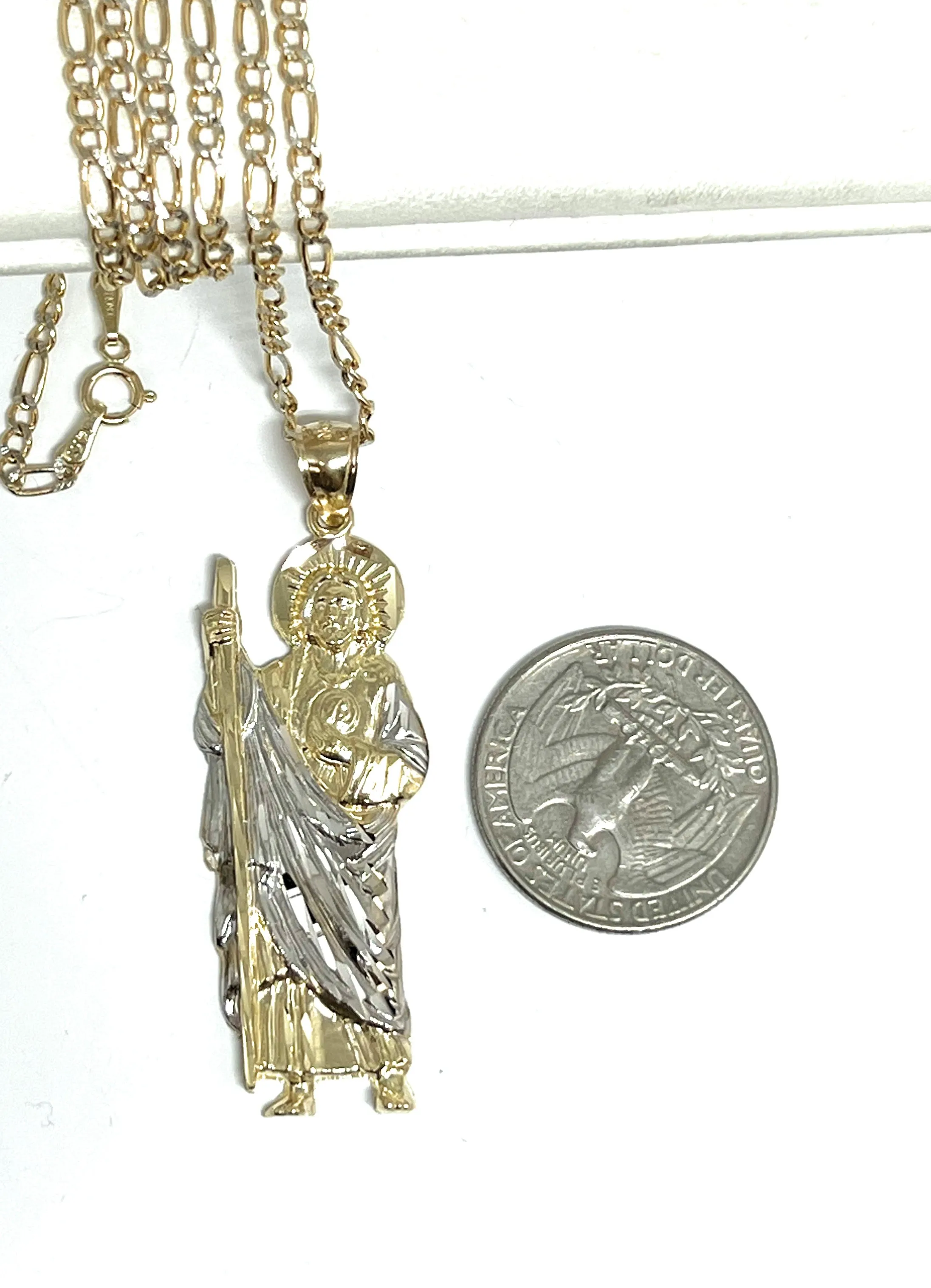 10k Solid Gold Yellow 2-Tone Saan Judas Saaint Jude Pendant (SM, MED)