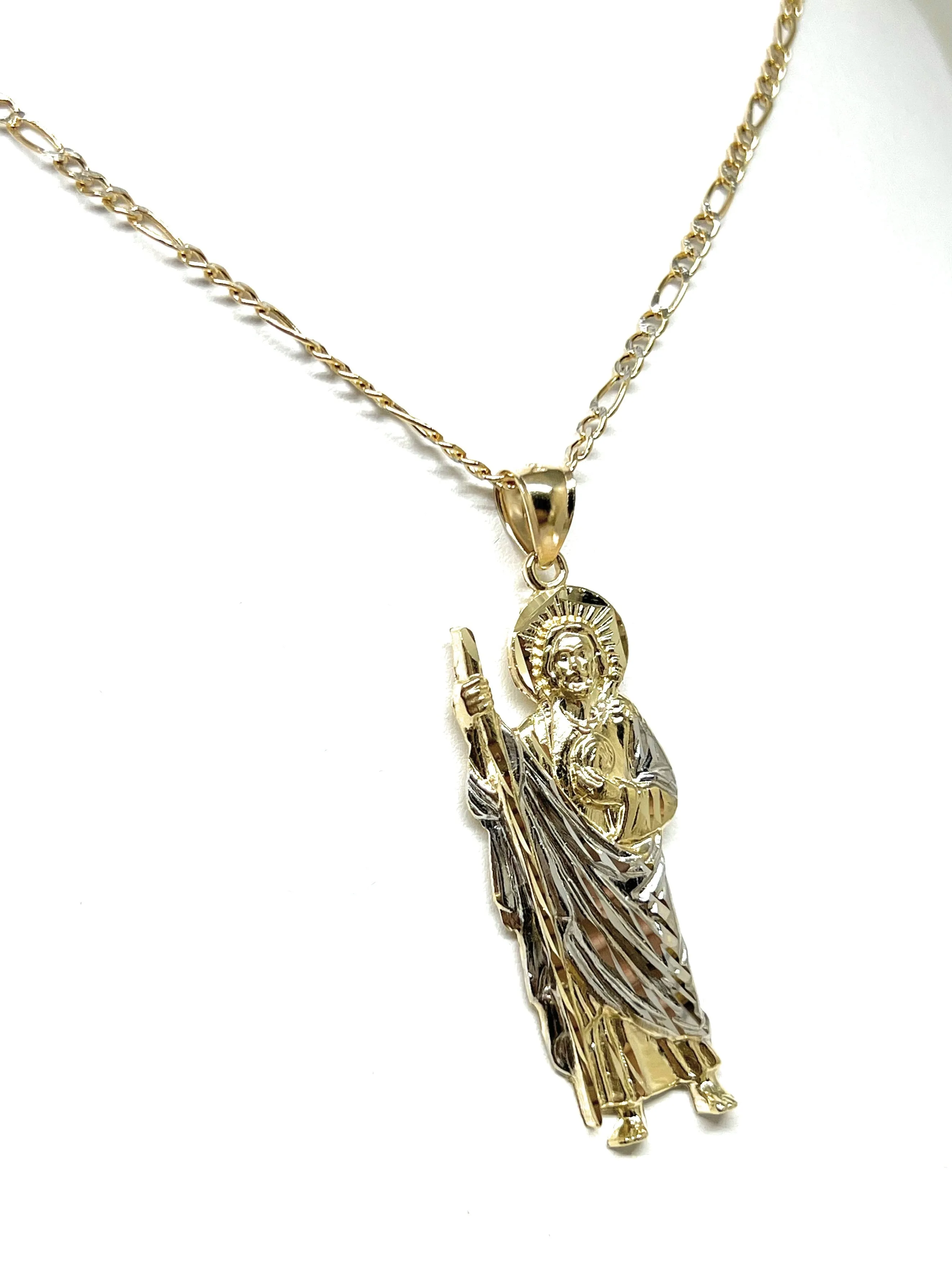 10k Solid Gold Yellow 2-Tone Saan Judas Saaint Jude Pendant (SM, MED)