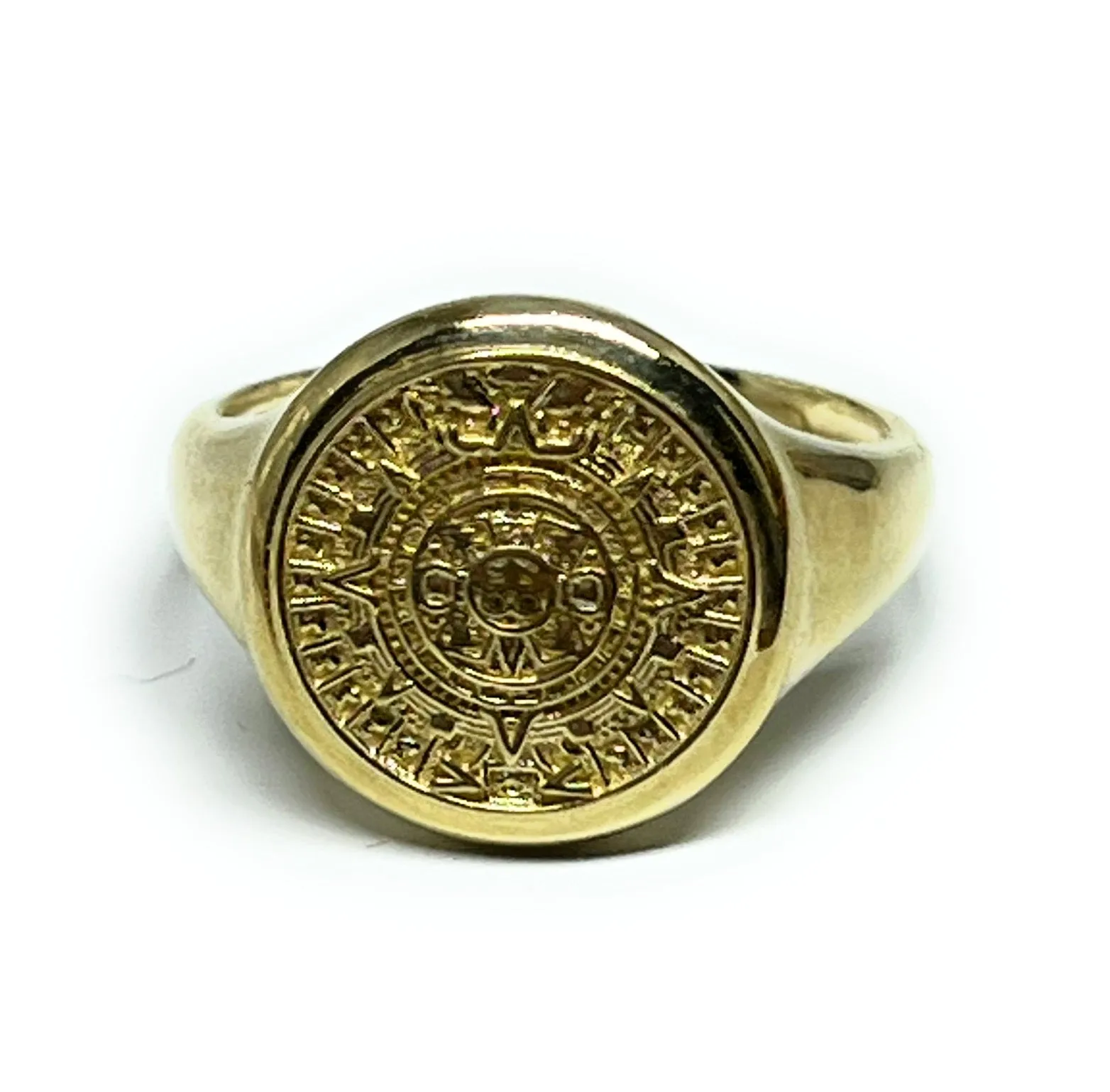 10k Solid Gold Yellow AZTEC CALENAR Ring (SM, MED)