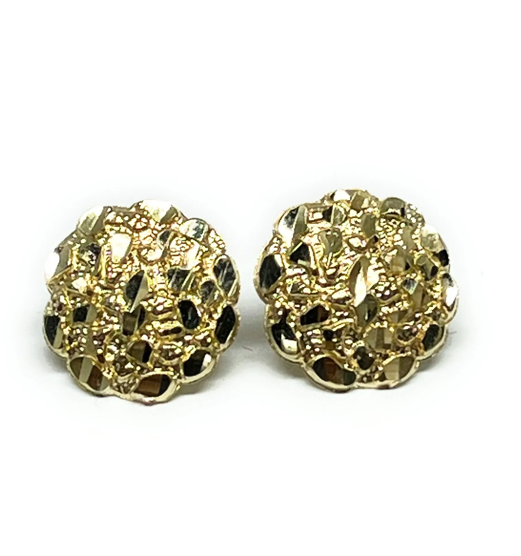 10k Solid Gold Yellow Nugget Cluster Stud Earrings (SM,MED)