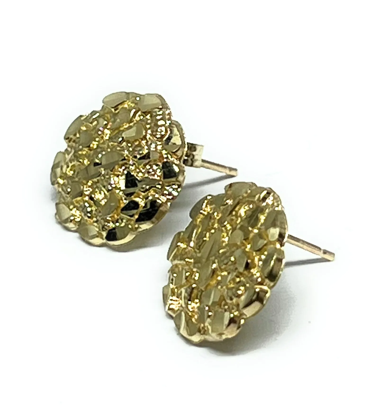 10k Solid Gold Yellow Nugget Cluster Stud Earrings (SM,MED)