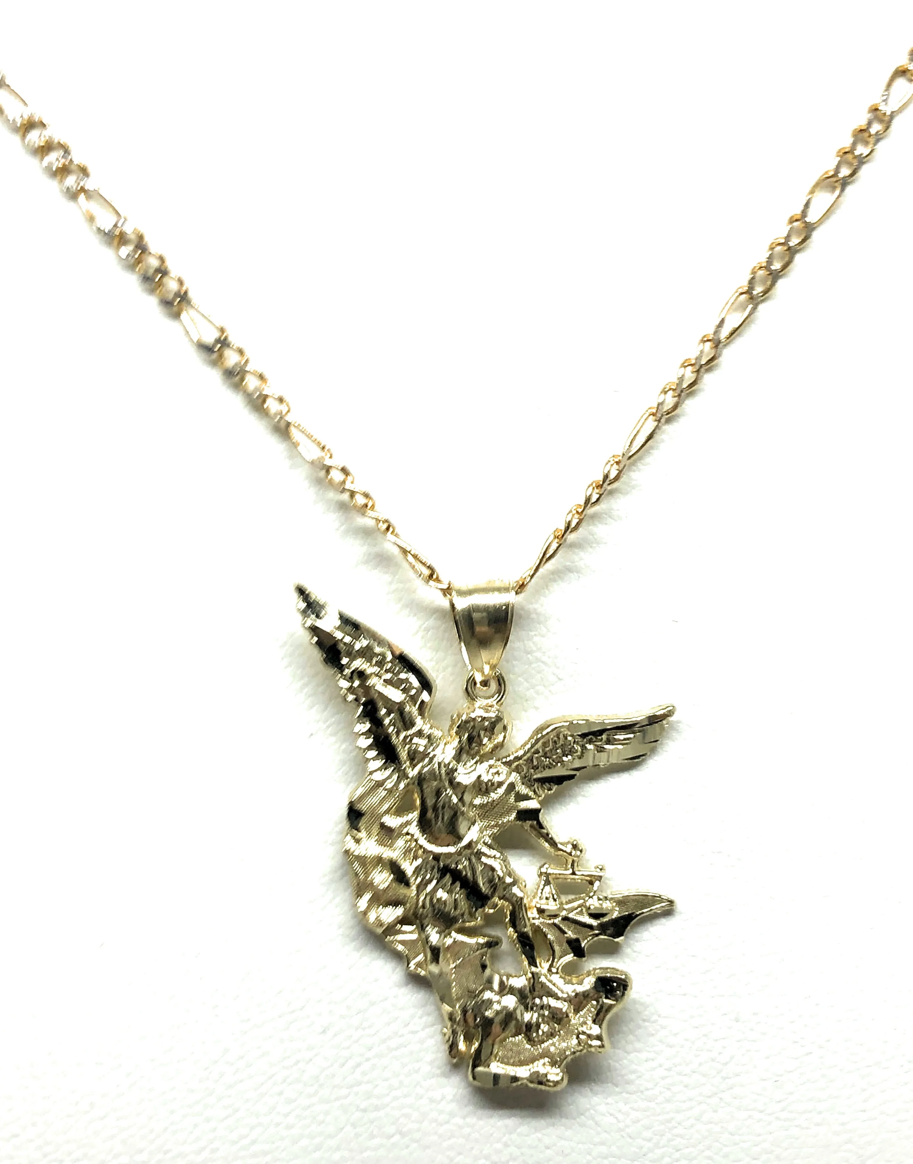 10k Solid Gold Yellow St. Michael Archangel Pendant Necklace (SM,MED,LG)