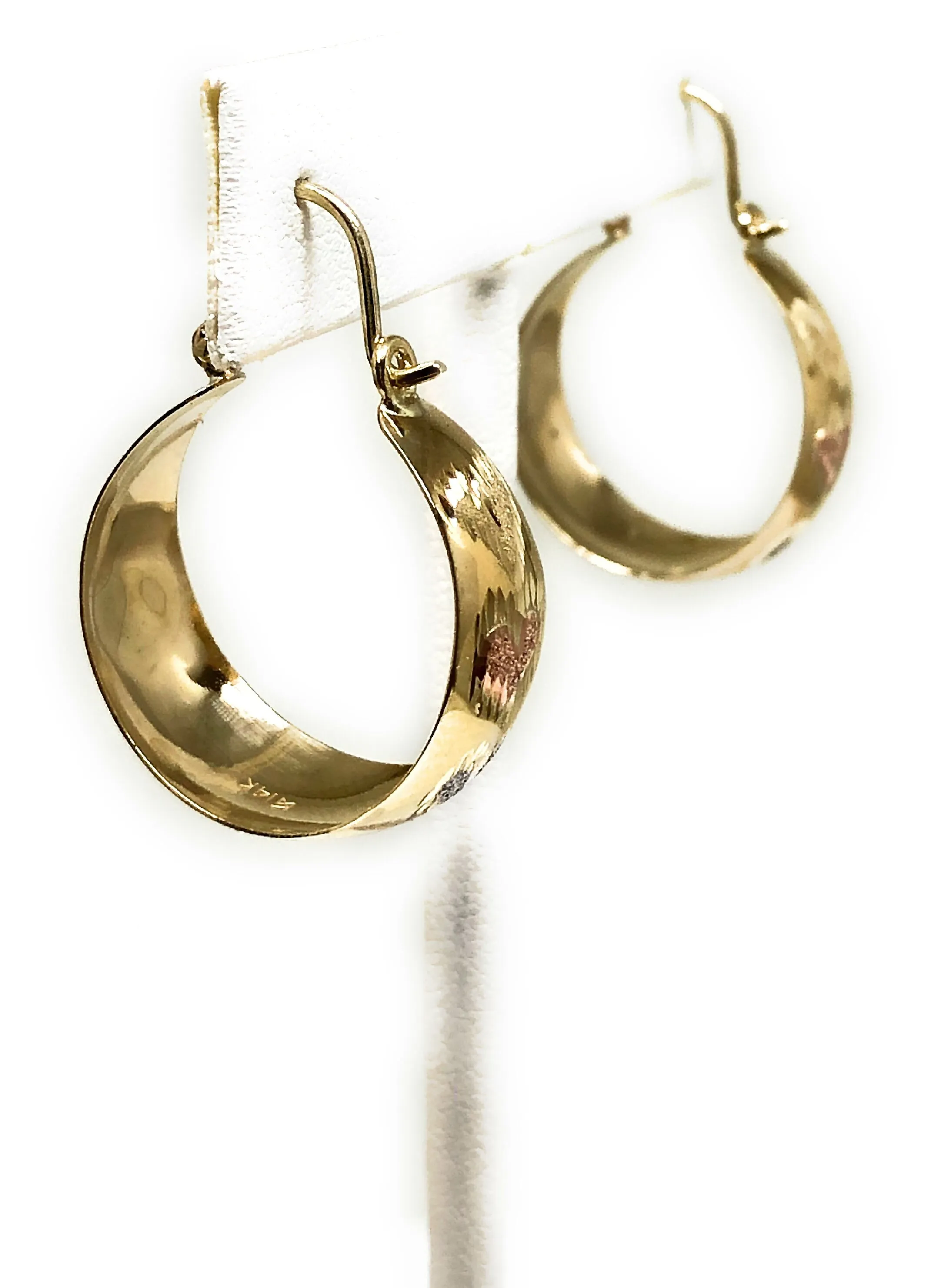 14k Solid Gold Tri-Color Heart Basket Earrings Aracadas (SM,MED,LG)