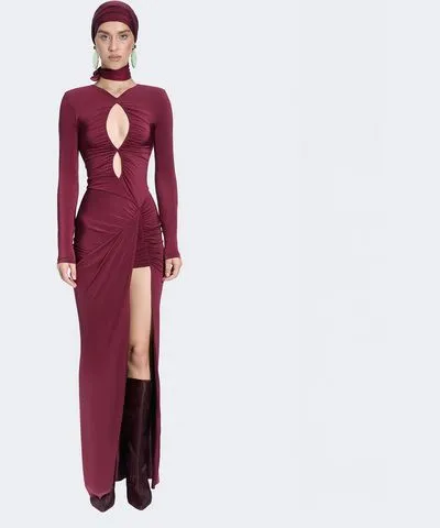 Al Reves Women's Red Noche Burgundy Maxi Dress