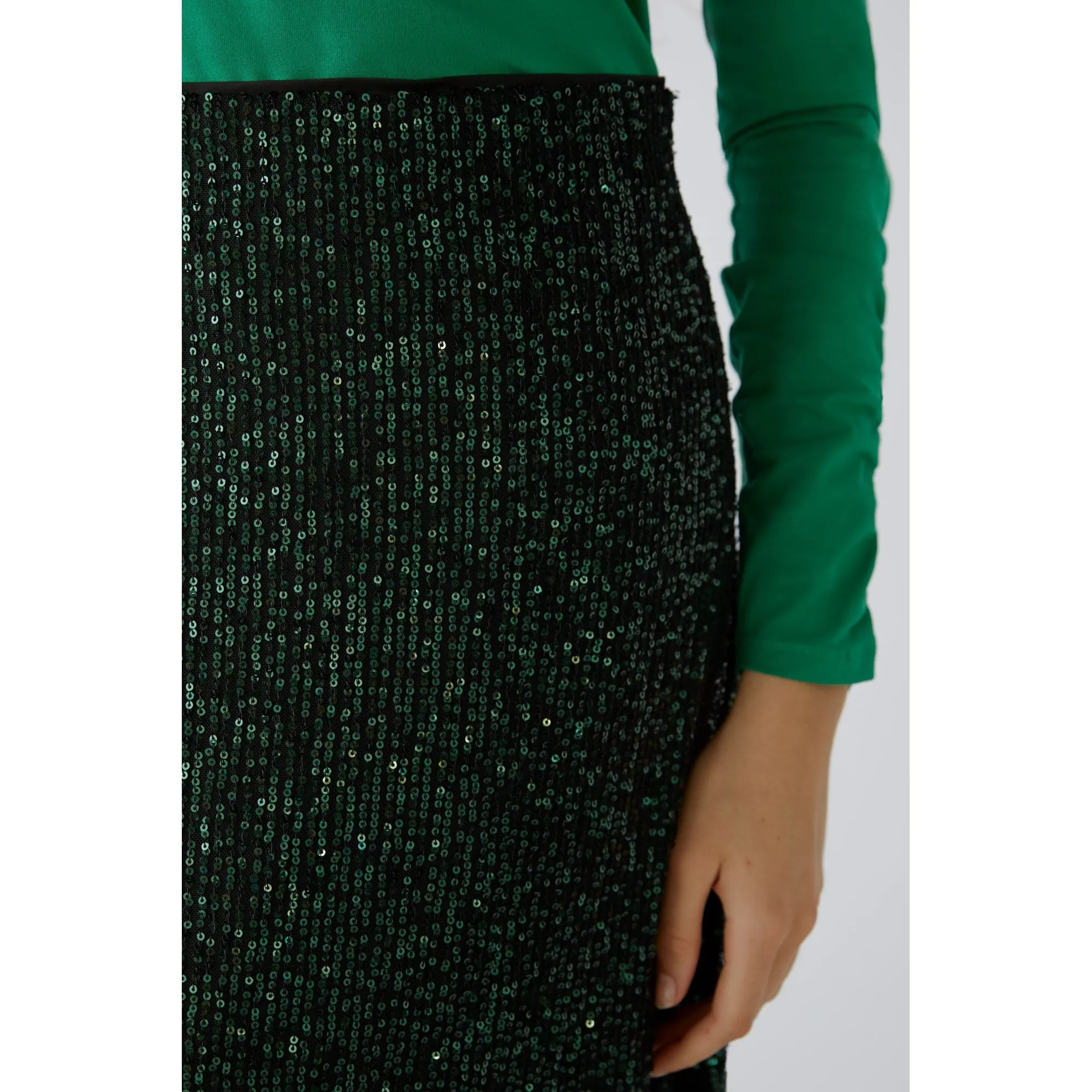 Allover Sequin Midi Stretch Skirt