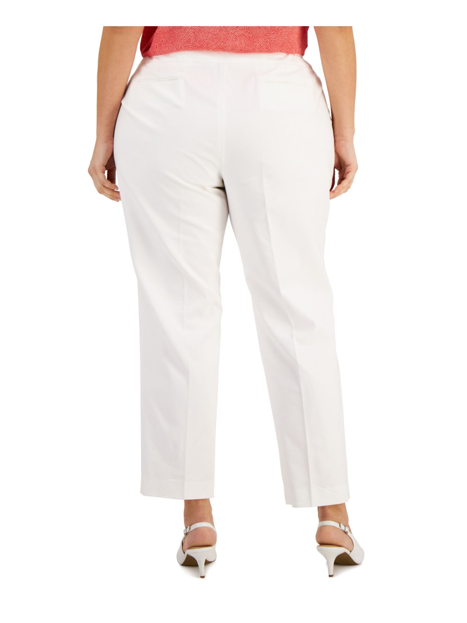 ANNE KLEIN Womens White Zippered Pocketed Hook And Bar Closure Wear To Work Straight leg Pants