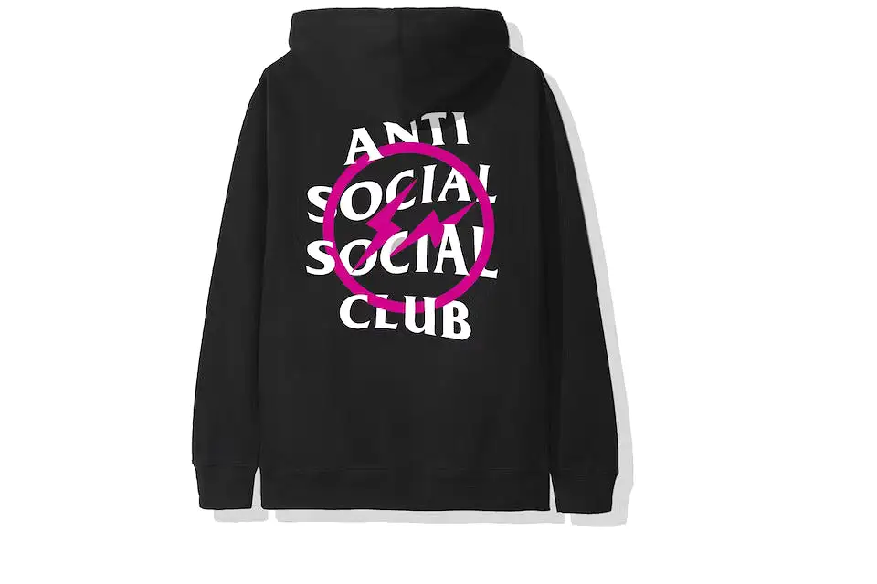 Anti Social Social Club x Fragment Pink Bolt Hoodie (FW19) Black