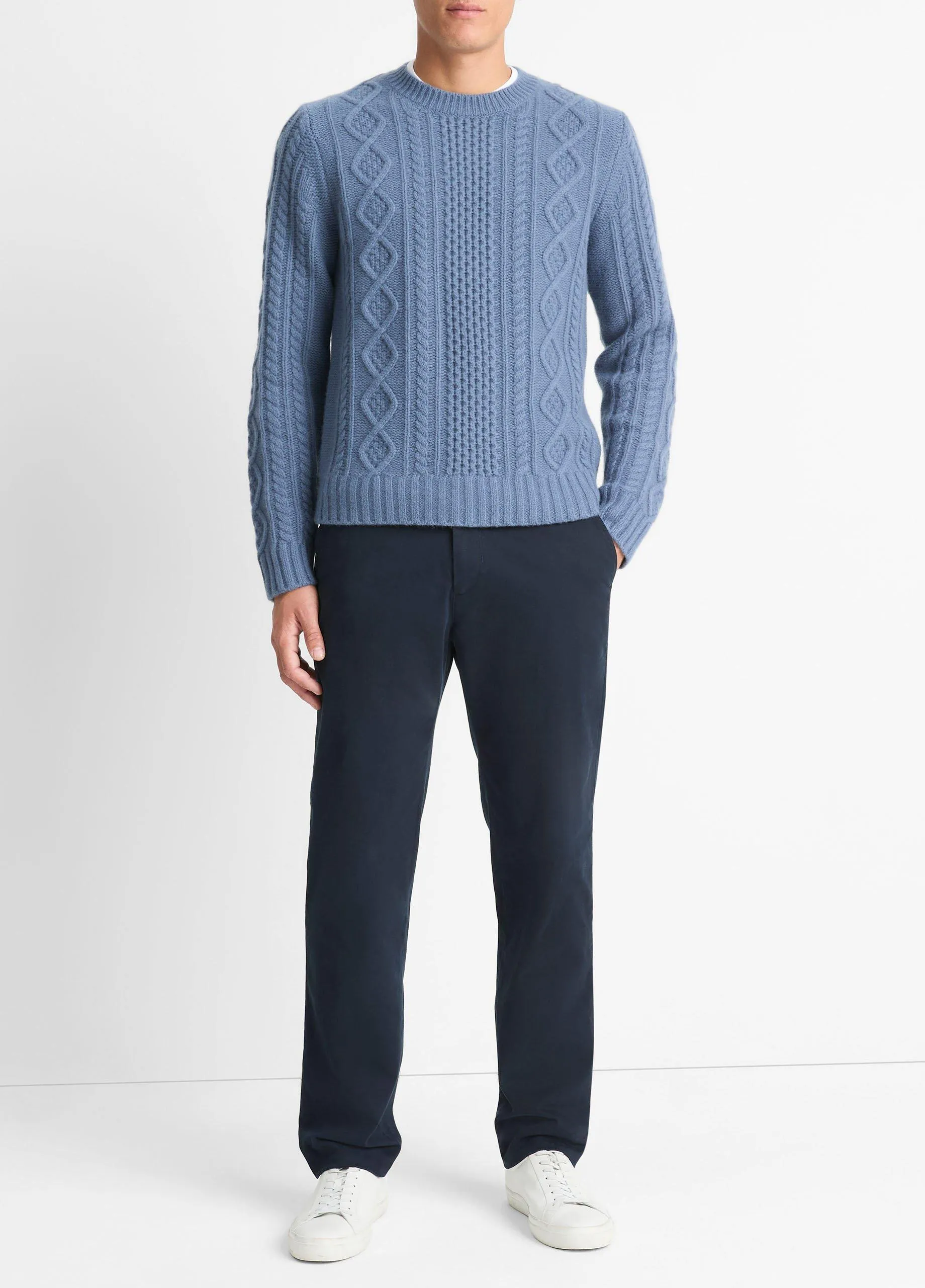 Aran Cable Wool Crew Neck Sweater