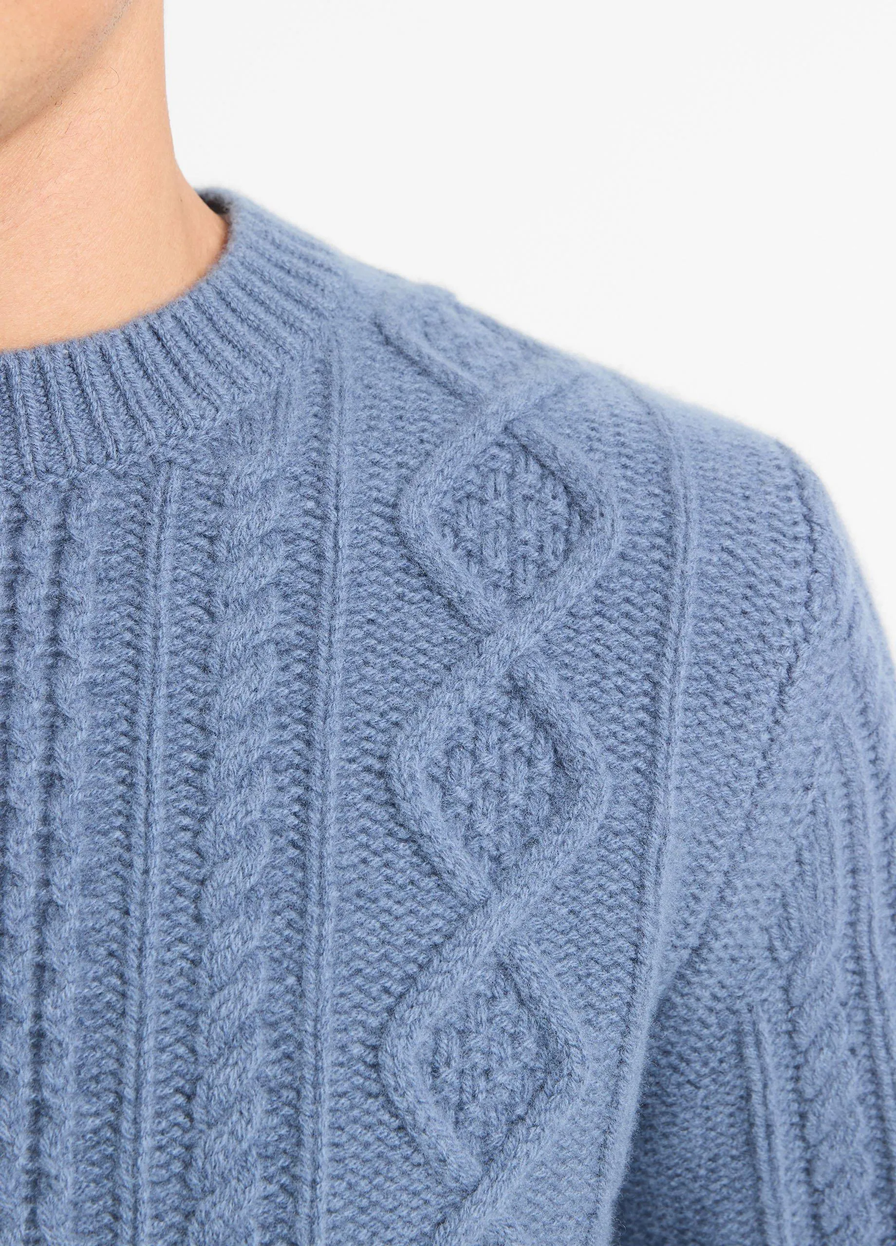 Aran Cable Wool Crew Neck Sweater