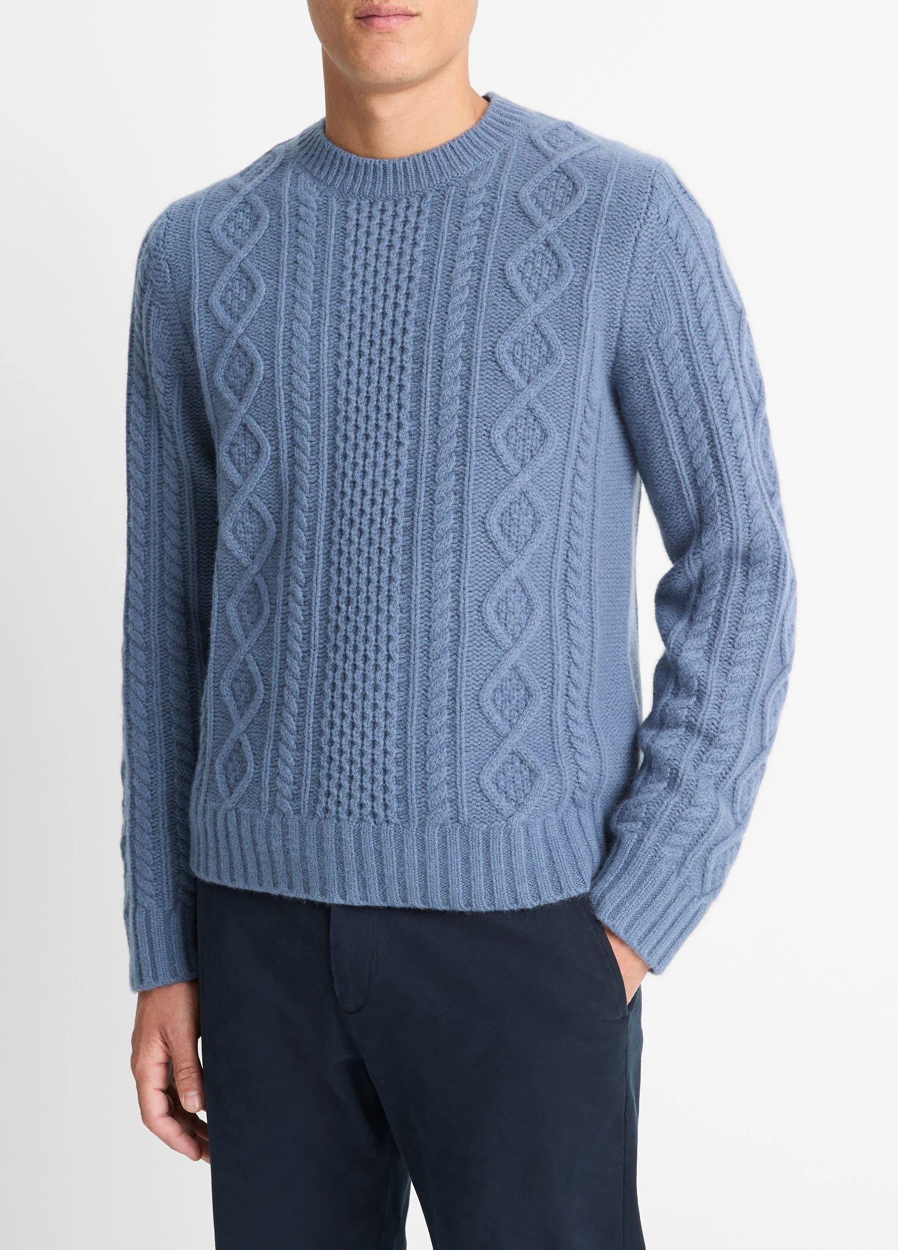 Aran Cable Wool Crew Neck Sweater