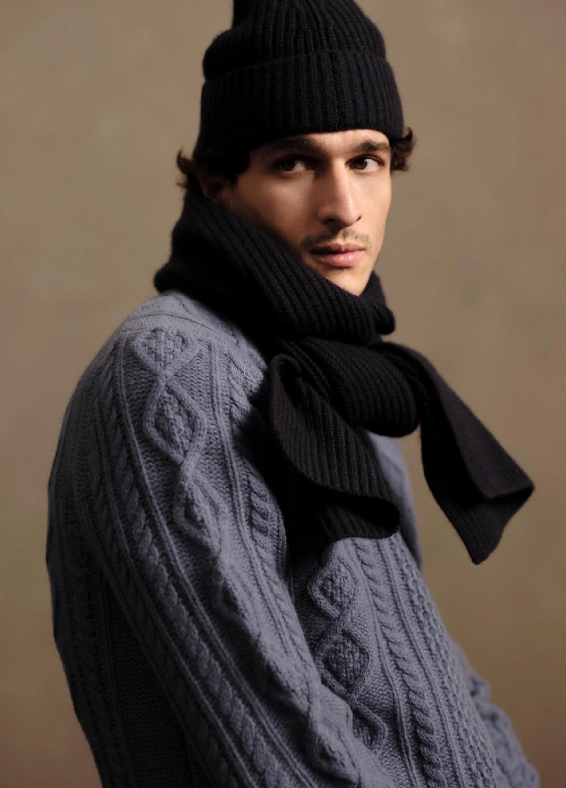 Aran Cable Wool Crew Neck Sweater