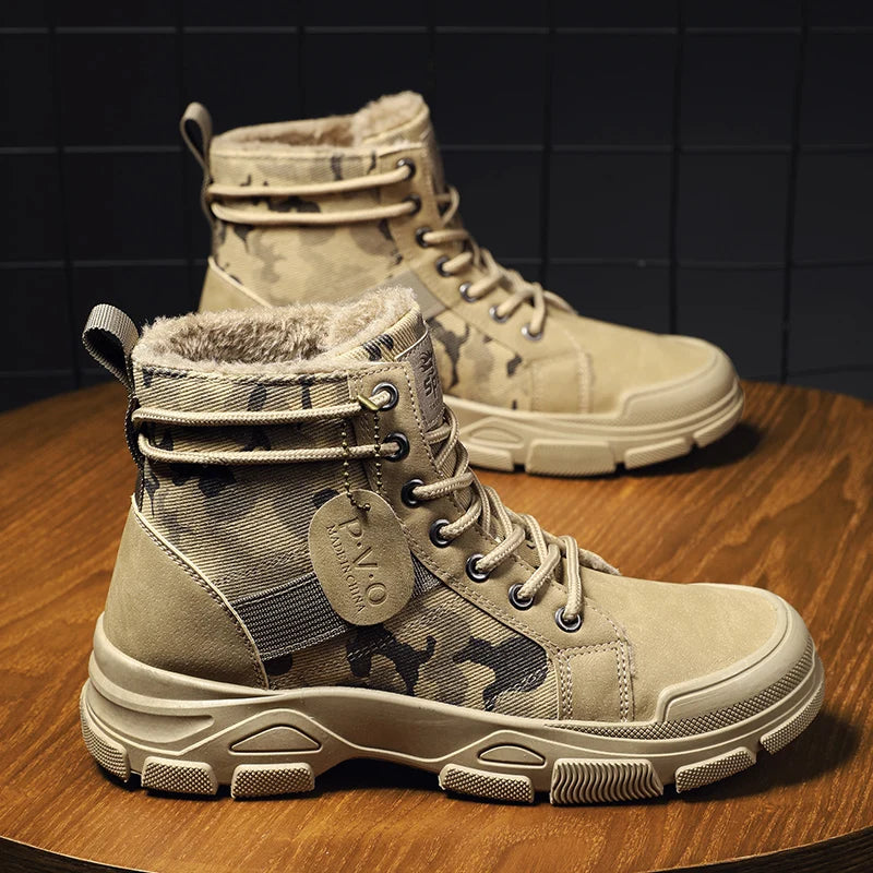 Ashore Shop Snow Boots For Men Winter Shoes Warm  High Top Military Boots