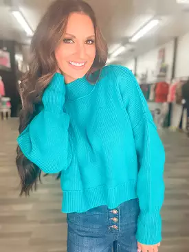 Best Of Intentions Cropped Sweater - Teal