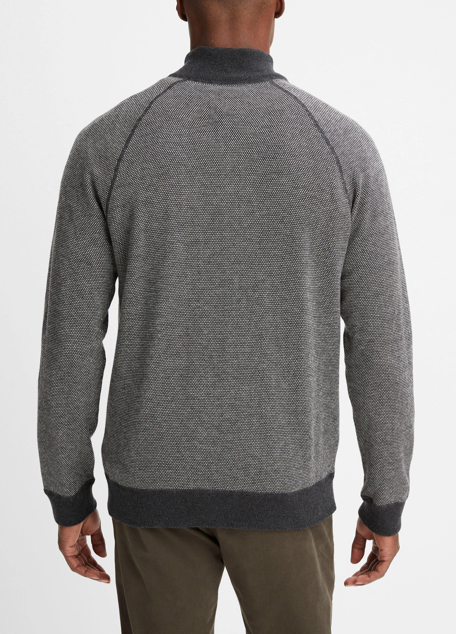 Birdseye Button Mock Neck Sweater