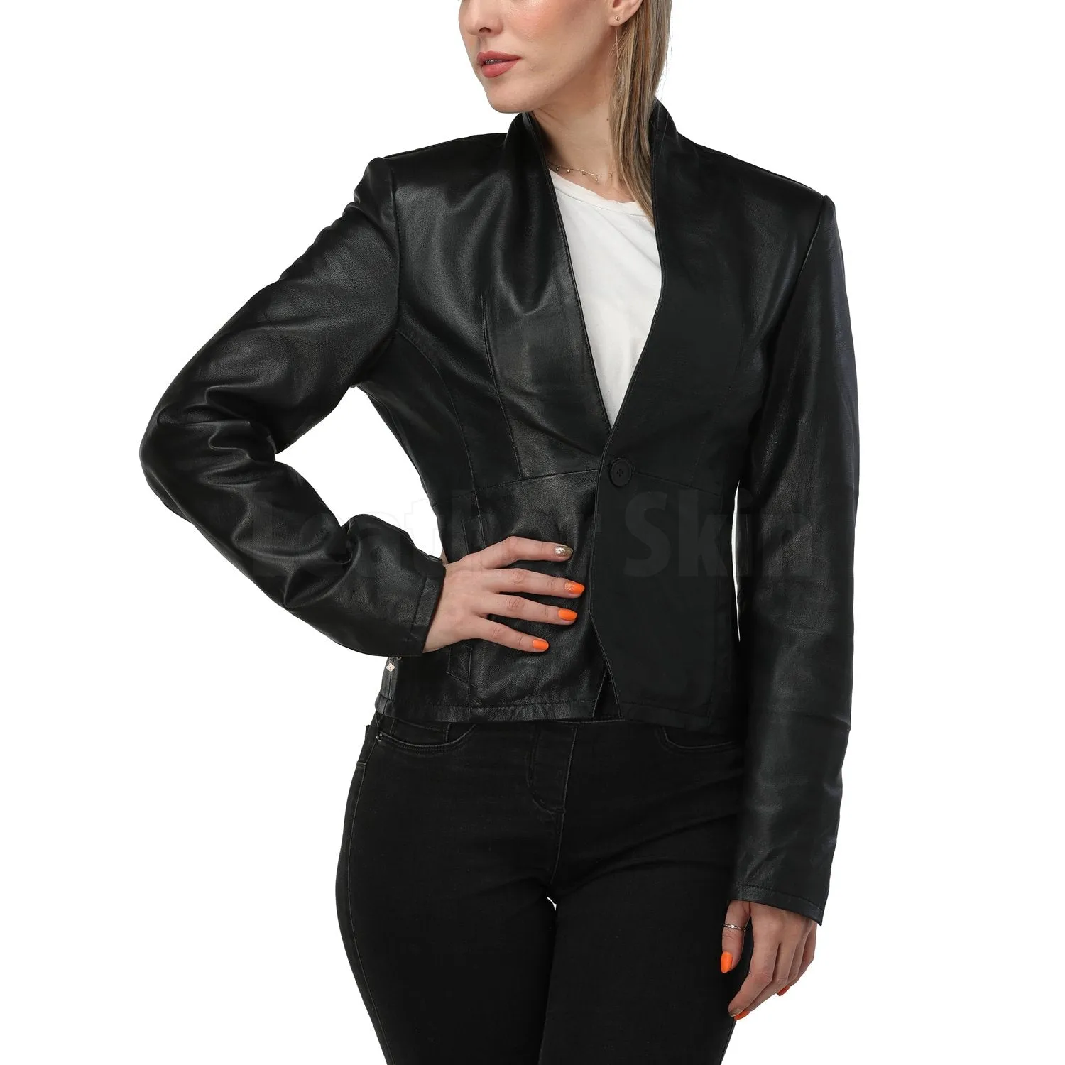 Black Minimalist Leather Jacket - Leather Skin Shop