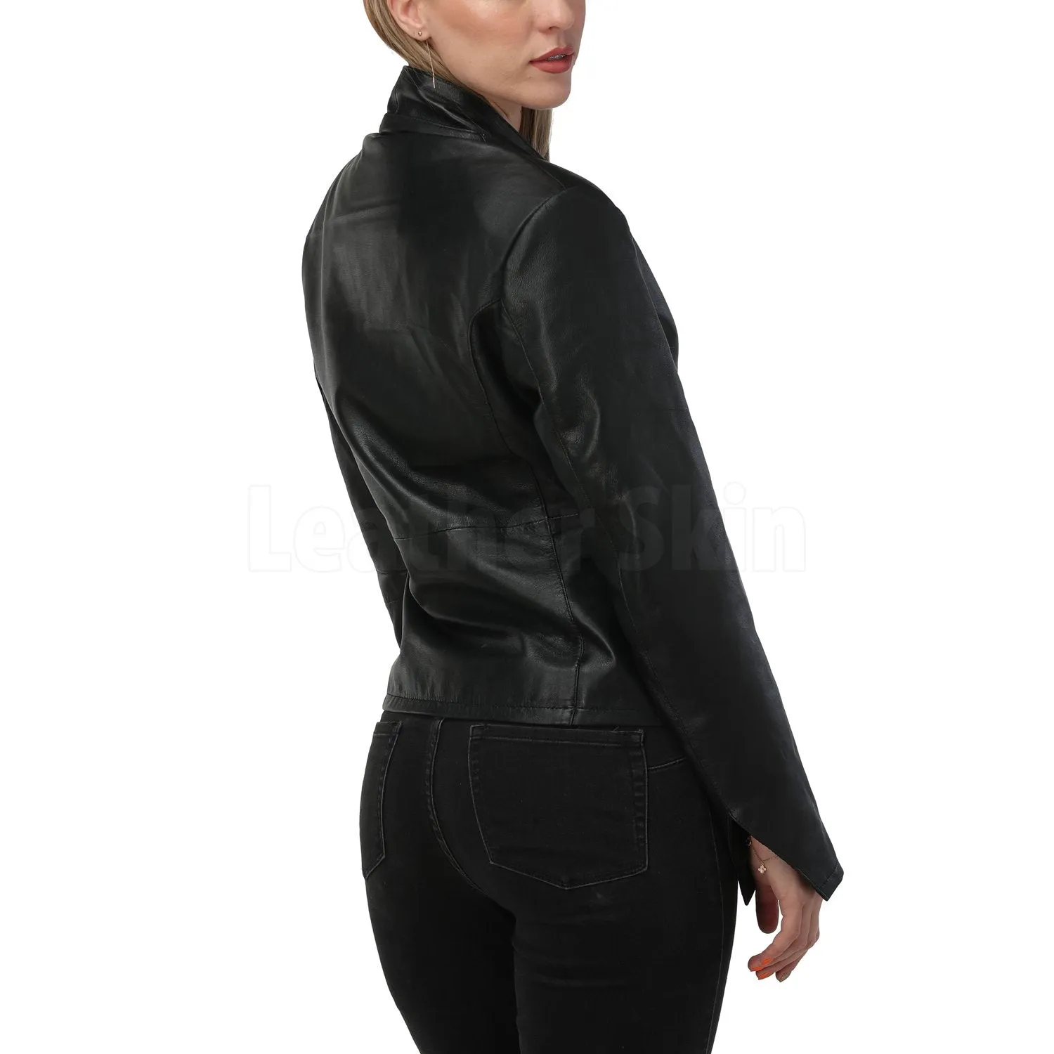 Black Minimalist Leather Jacket - Leather Skin Shop