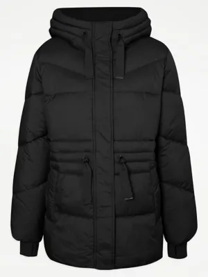 Black Short Hooded Padded Coat | Women | George at ASDA