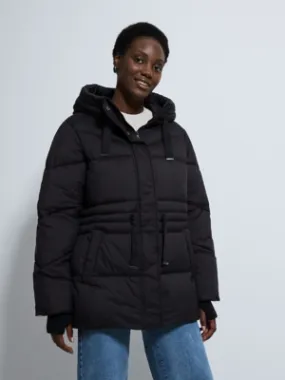 Black Short Hooded Padded Coat | Women | George at ASDA