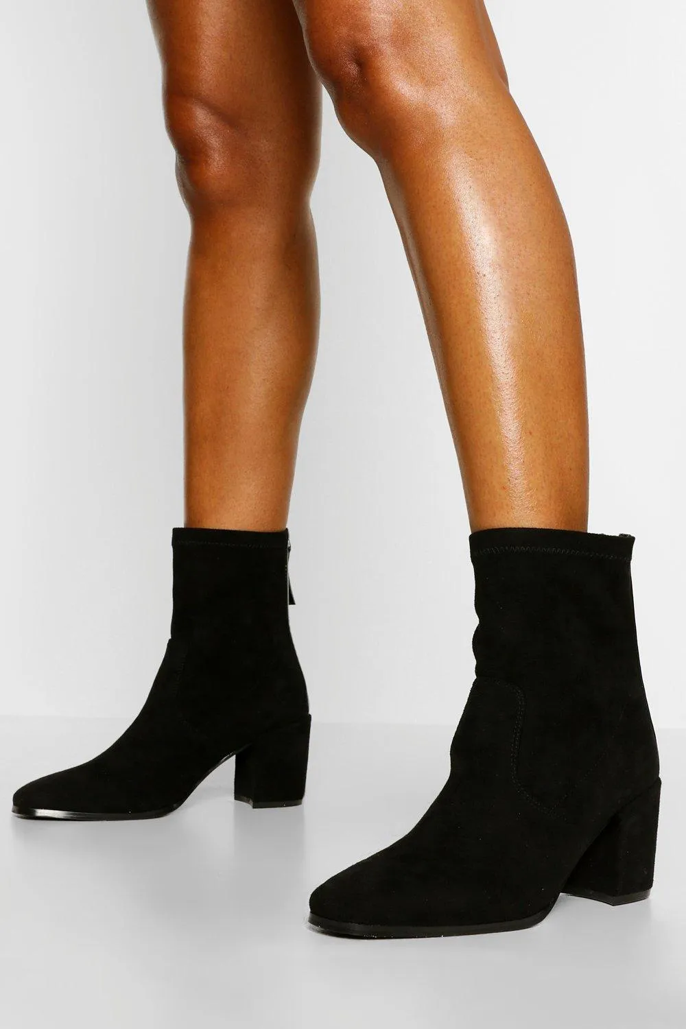 Block Heel Sock Boot