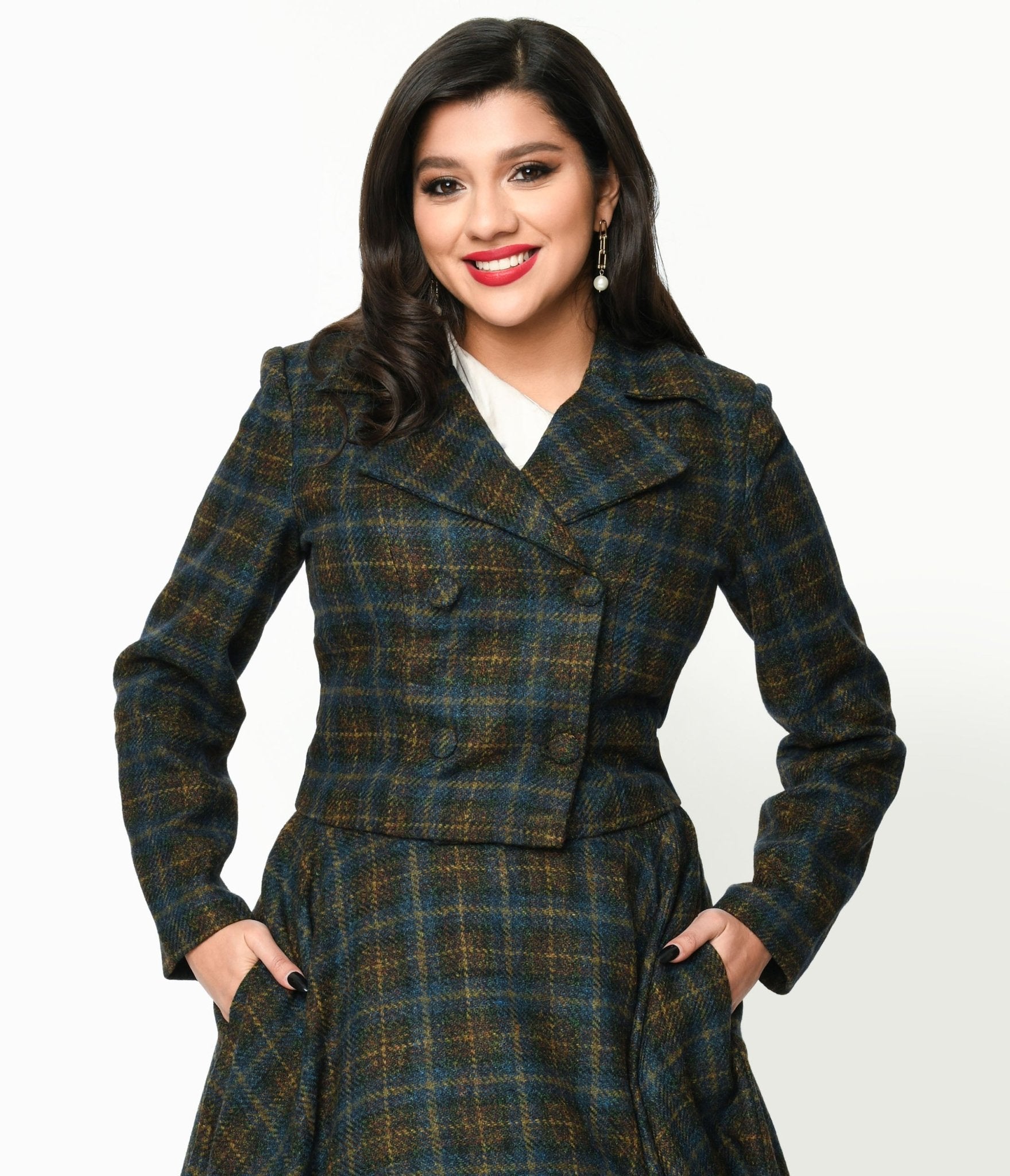 Blue & Green Check Plaid Jacket