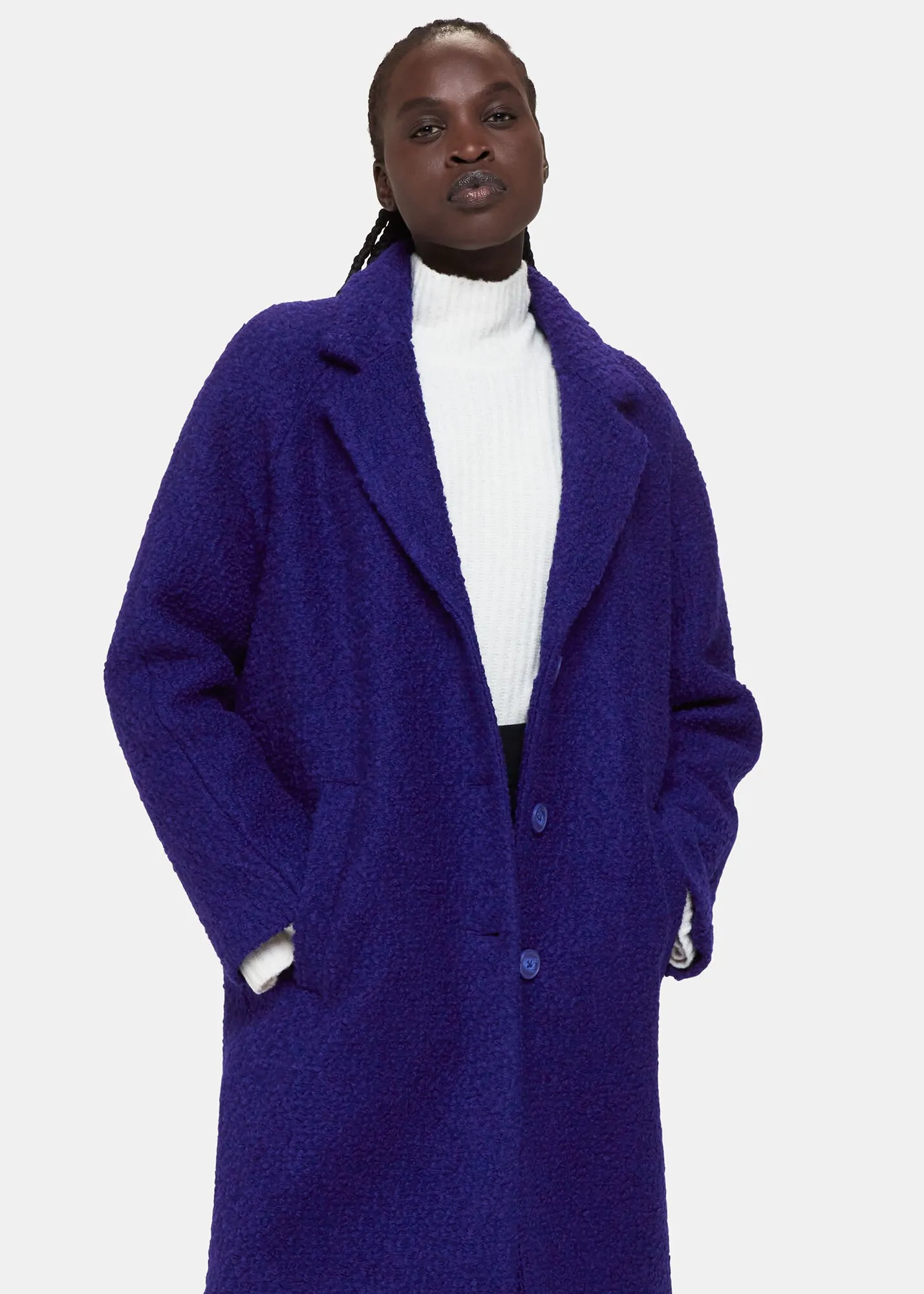 Blue Anita Wool Boucle Coat