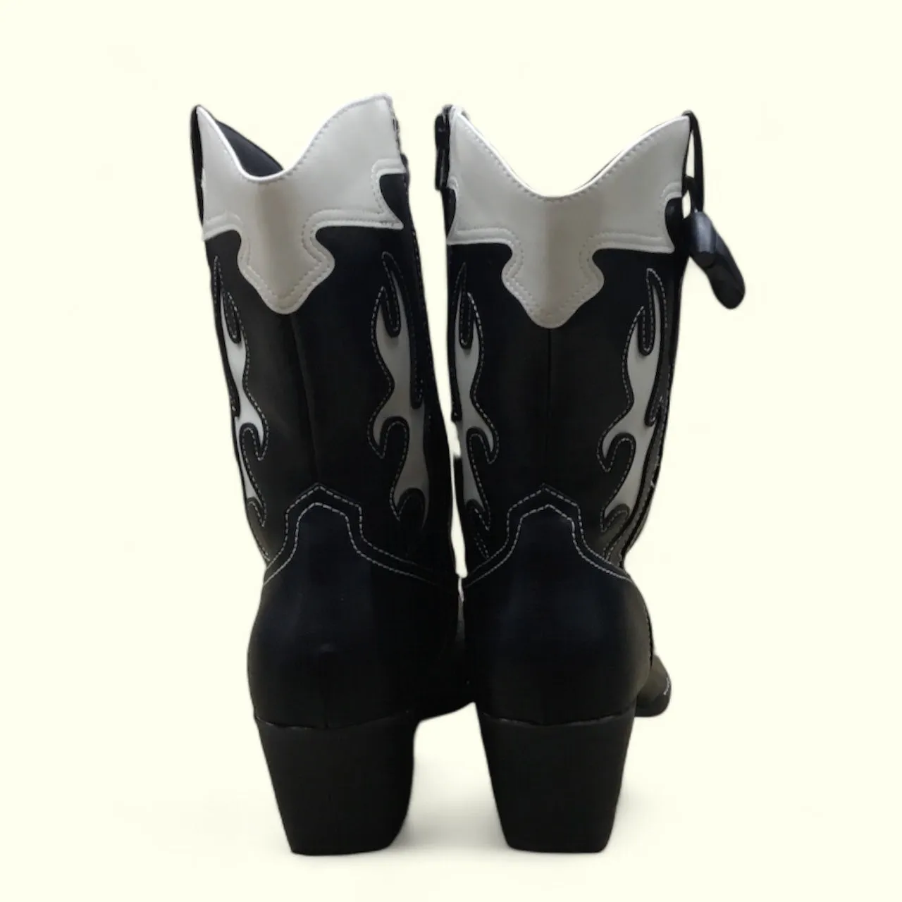 Boots Mid-calf Heels By Universal Thread In Black & White, Size: 11