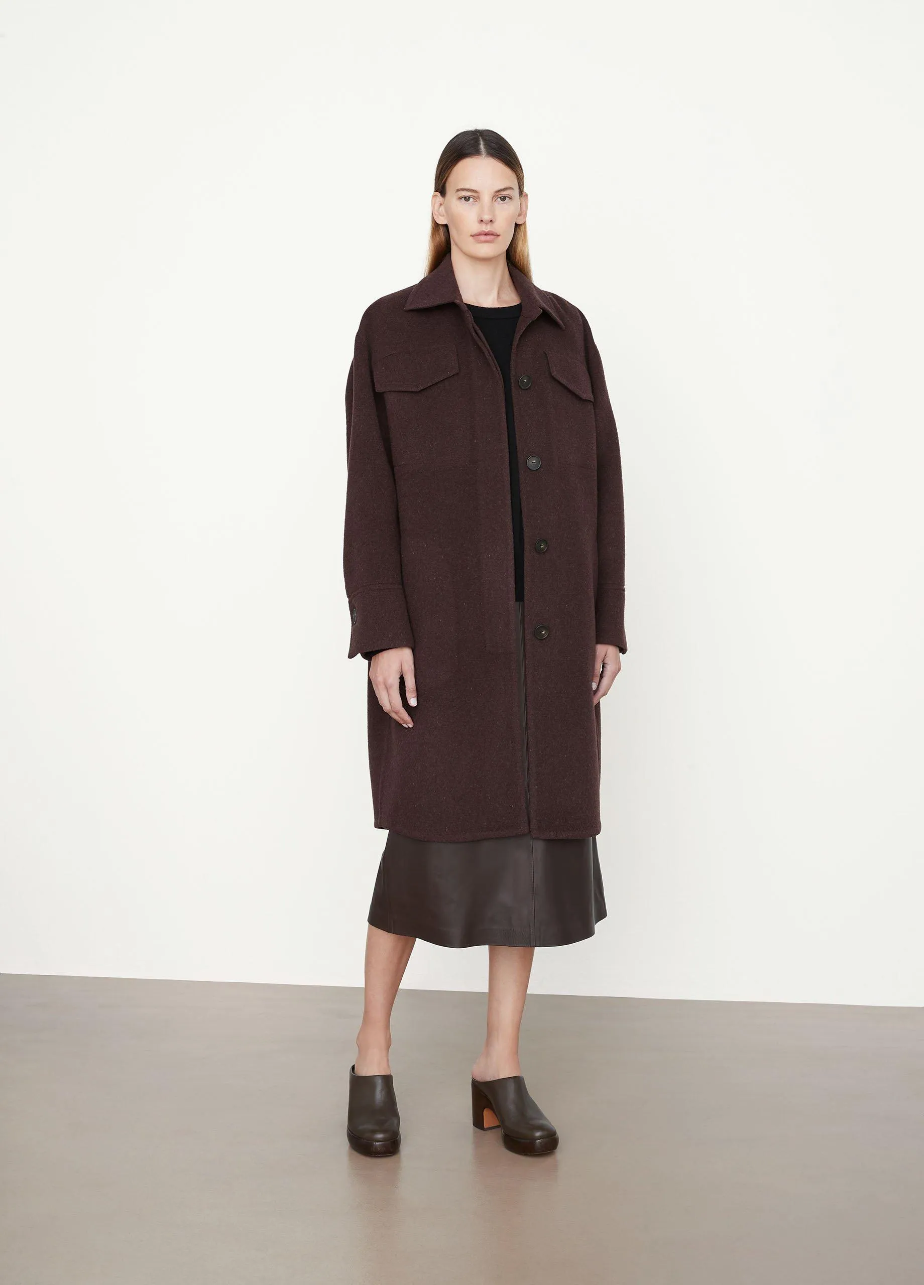 Brushed Wool Shirt Coat