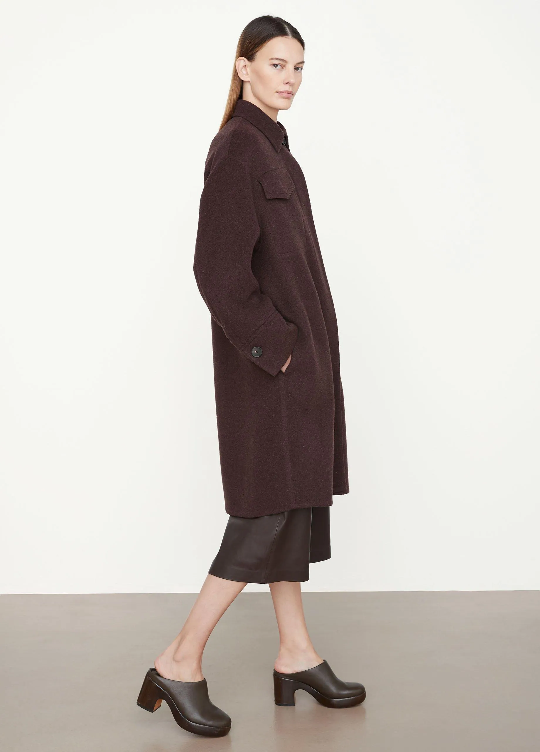 Brushed Wool Shirt Coat