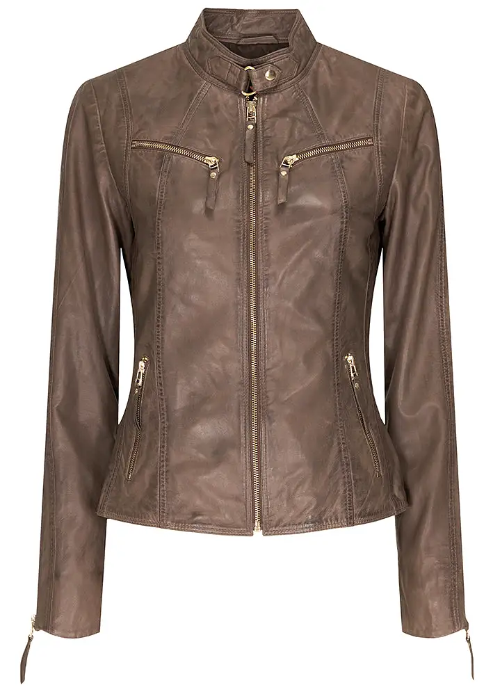 BTF CPH Biker Jacket 10245 almond brown with gold