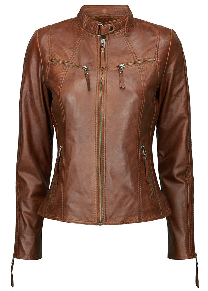 BTF CPH Biker Jacket 10245 dark cognac with gold