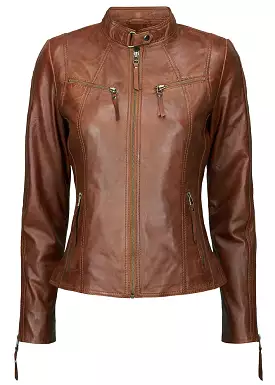 BTF CPH Biker Jacket 10245 dark cognac with gold