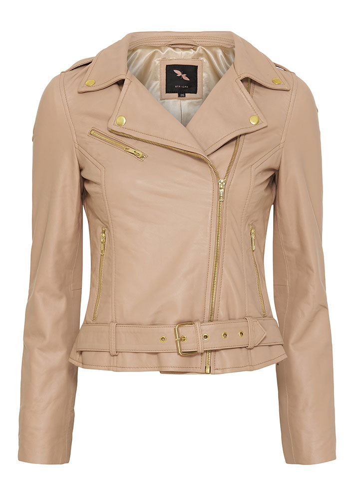 BTF CPH Biker Jacket 10575 Skindjakke - cream with gold