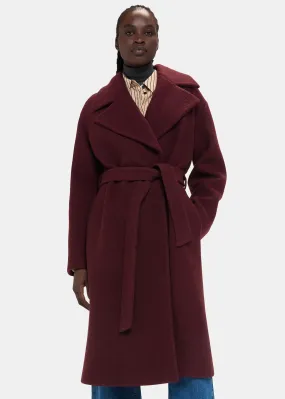 Burgundy Lorna Wrap Wool Coat