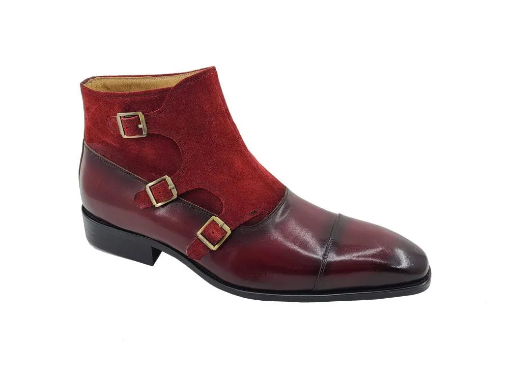 Burnished Calfskin & Suede Slip-On Chukka Boot Burgundy