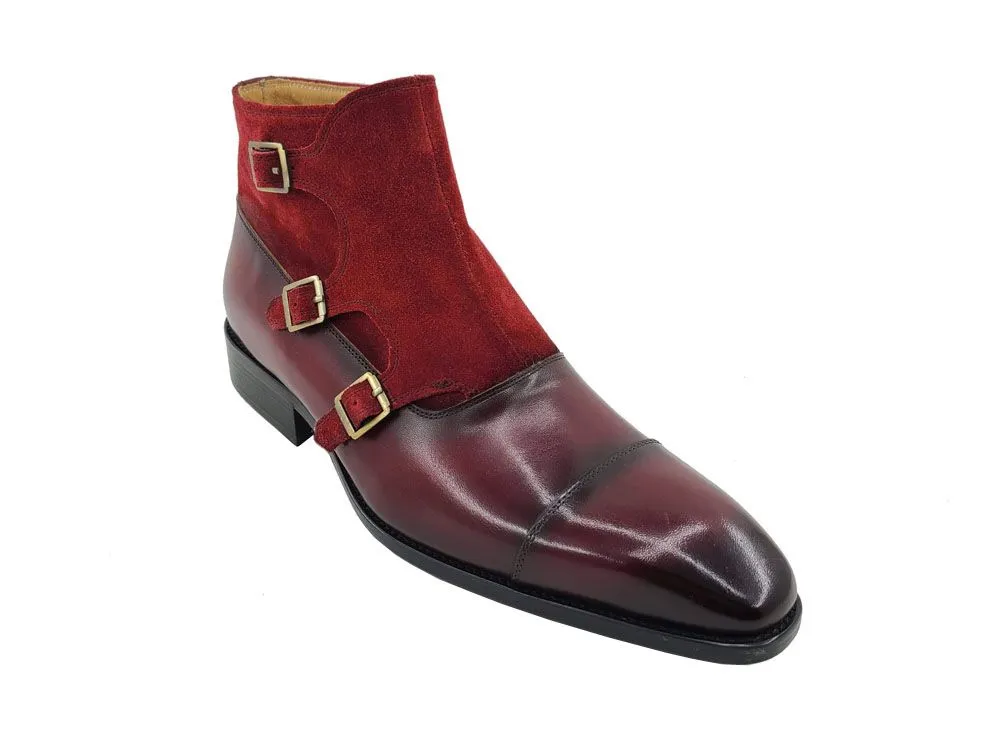 Burnished Calfskin & Suede Slip-On Chukka Boot Burgundy