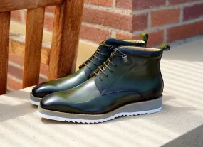 Burnished Calfskin Lace-Up Boot Hunter Green