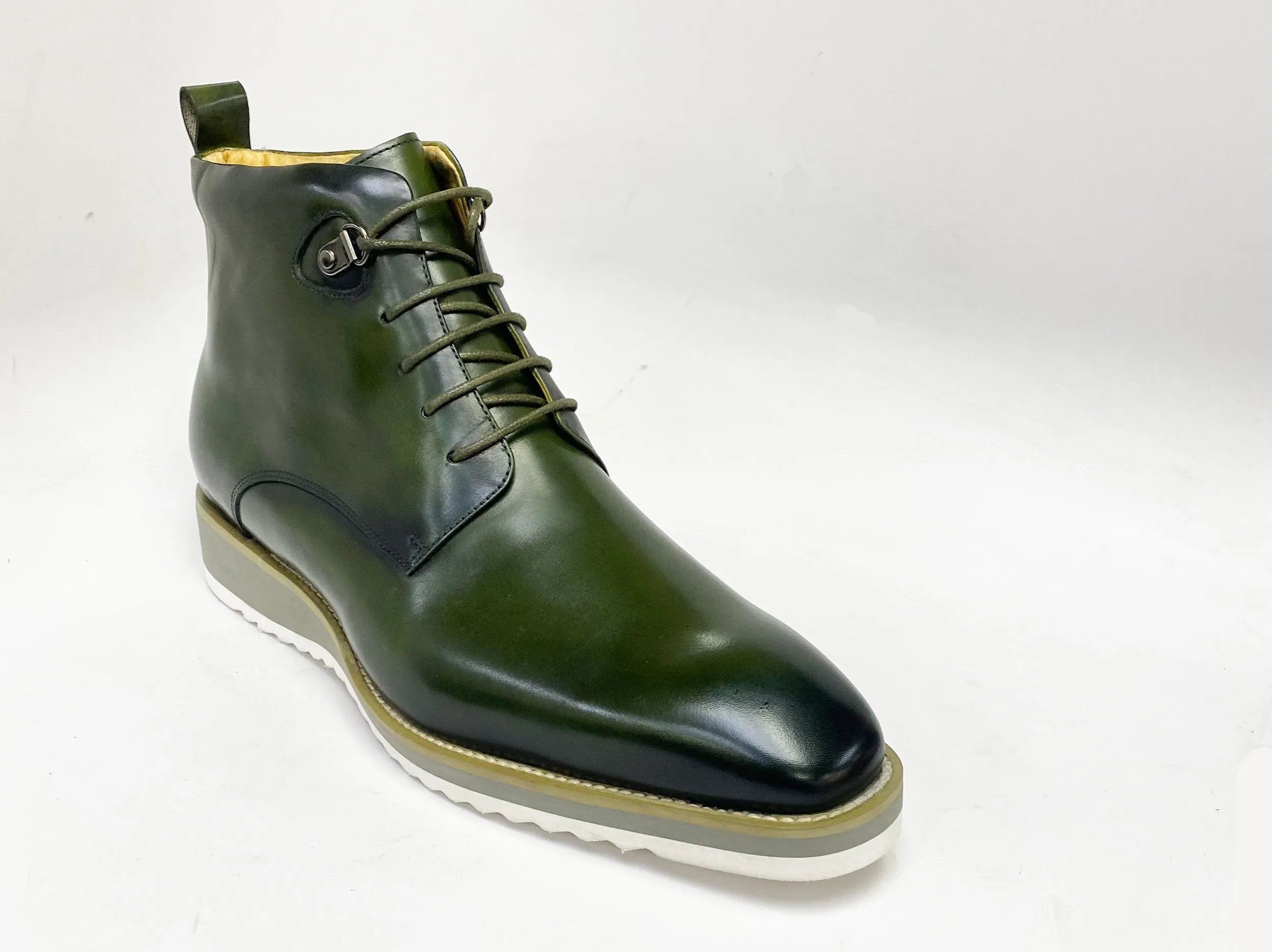 Burnished Calfskin Lace-Up Boot Hunter Green