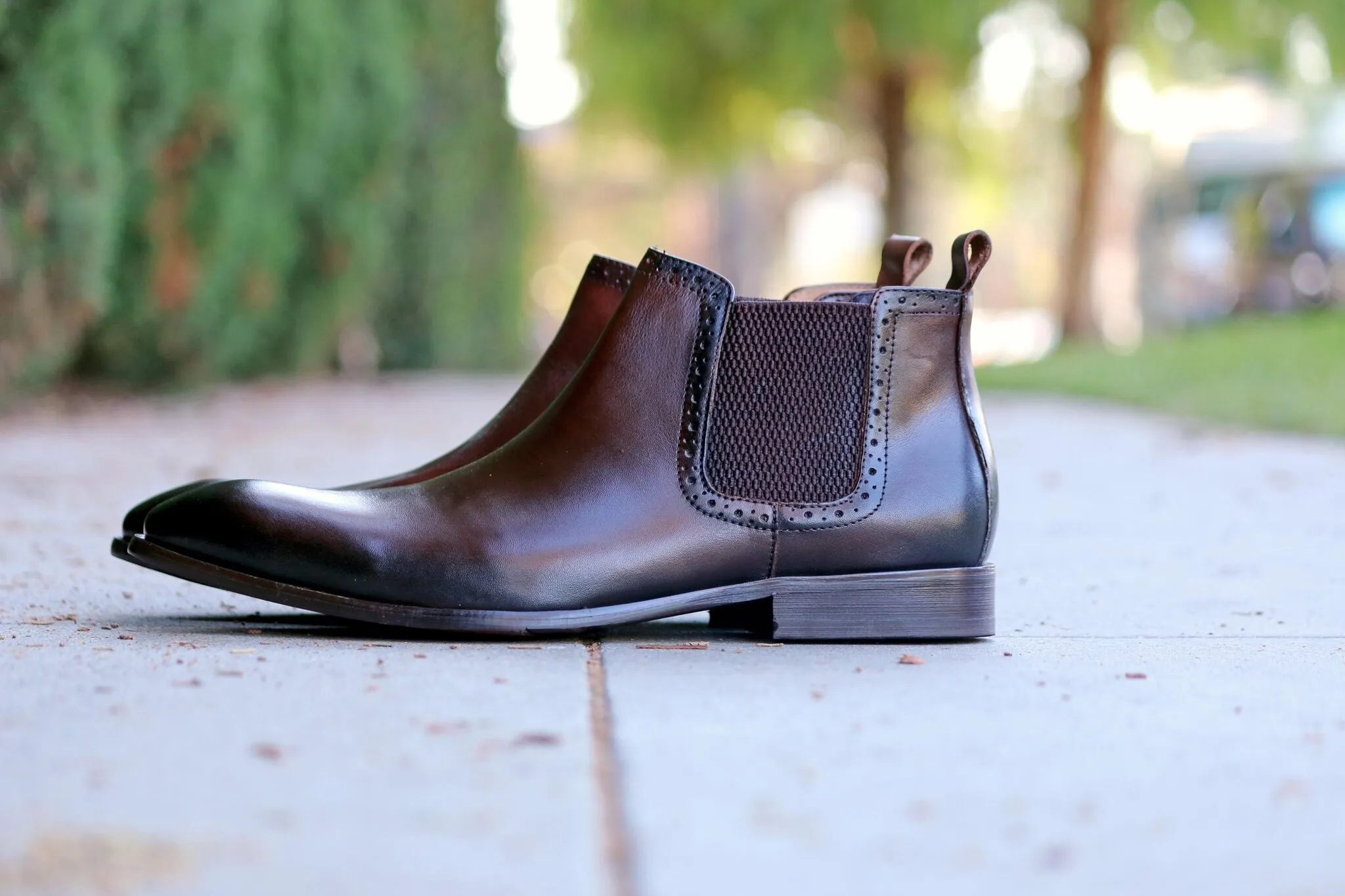 Burnished Calfskin Slip-On Boot Chestnut