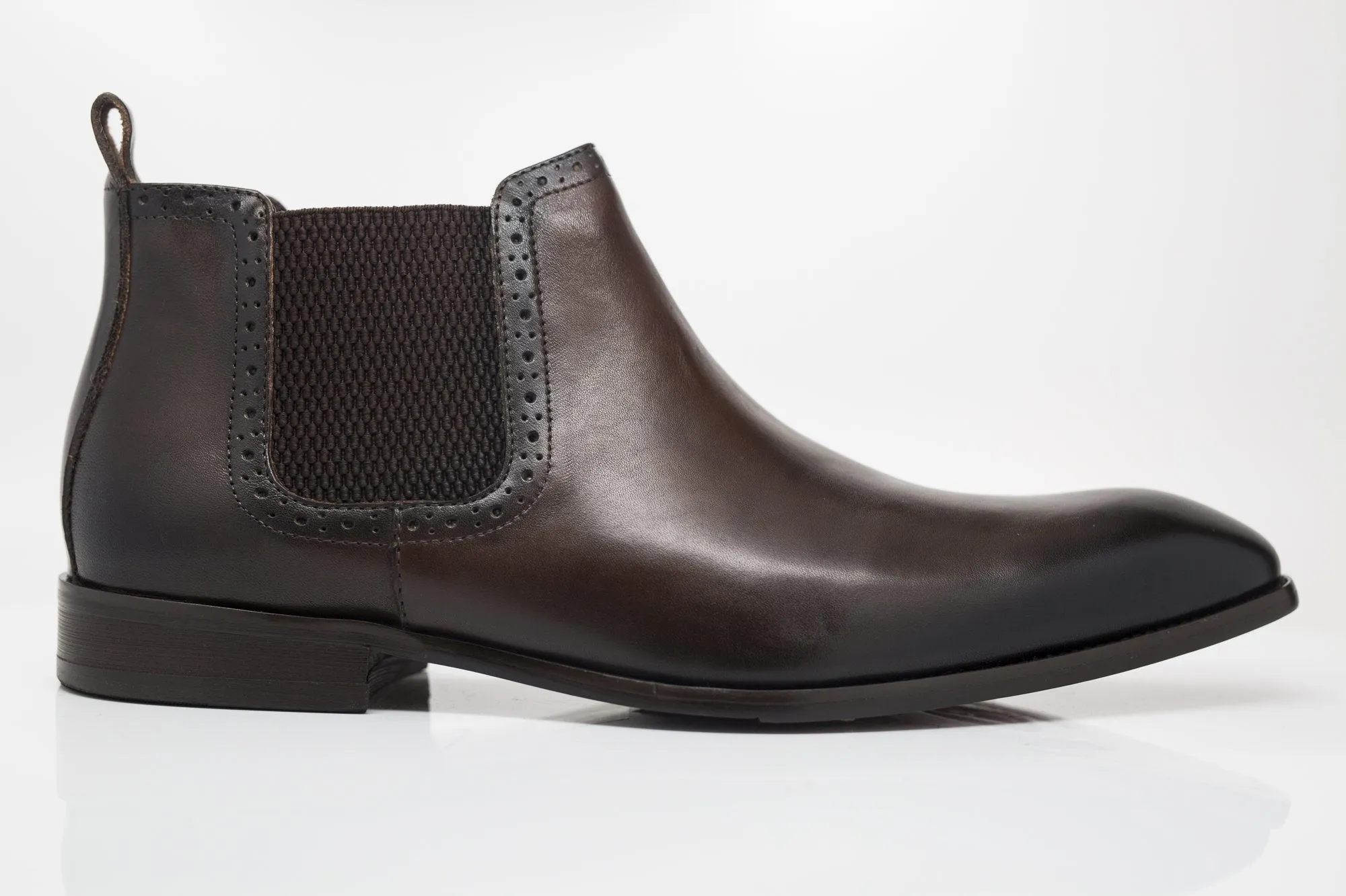 Burnished Calfskin Slip-On Boot Chestnut