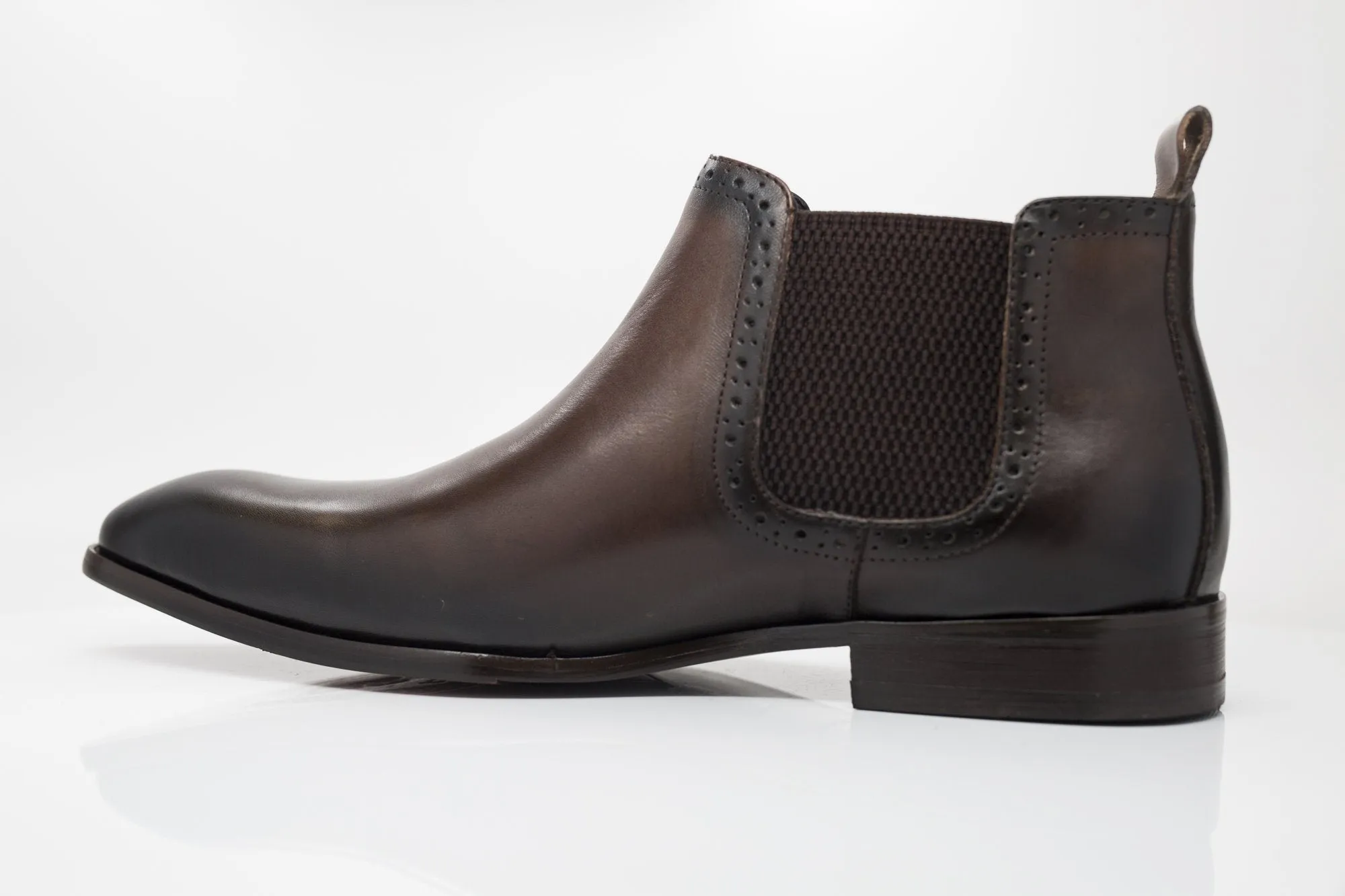 Burnished Calfskin Slip-On Boot Chestnut