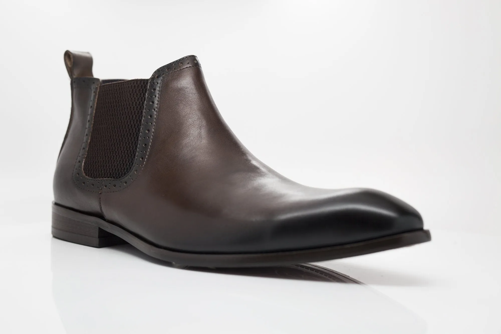 Burnished Calfskin Slip-On Boot Chestnut