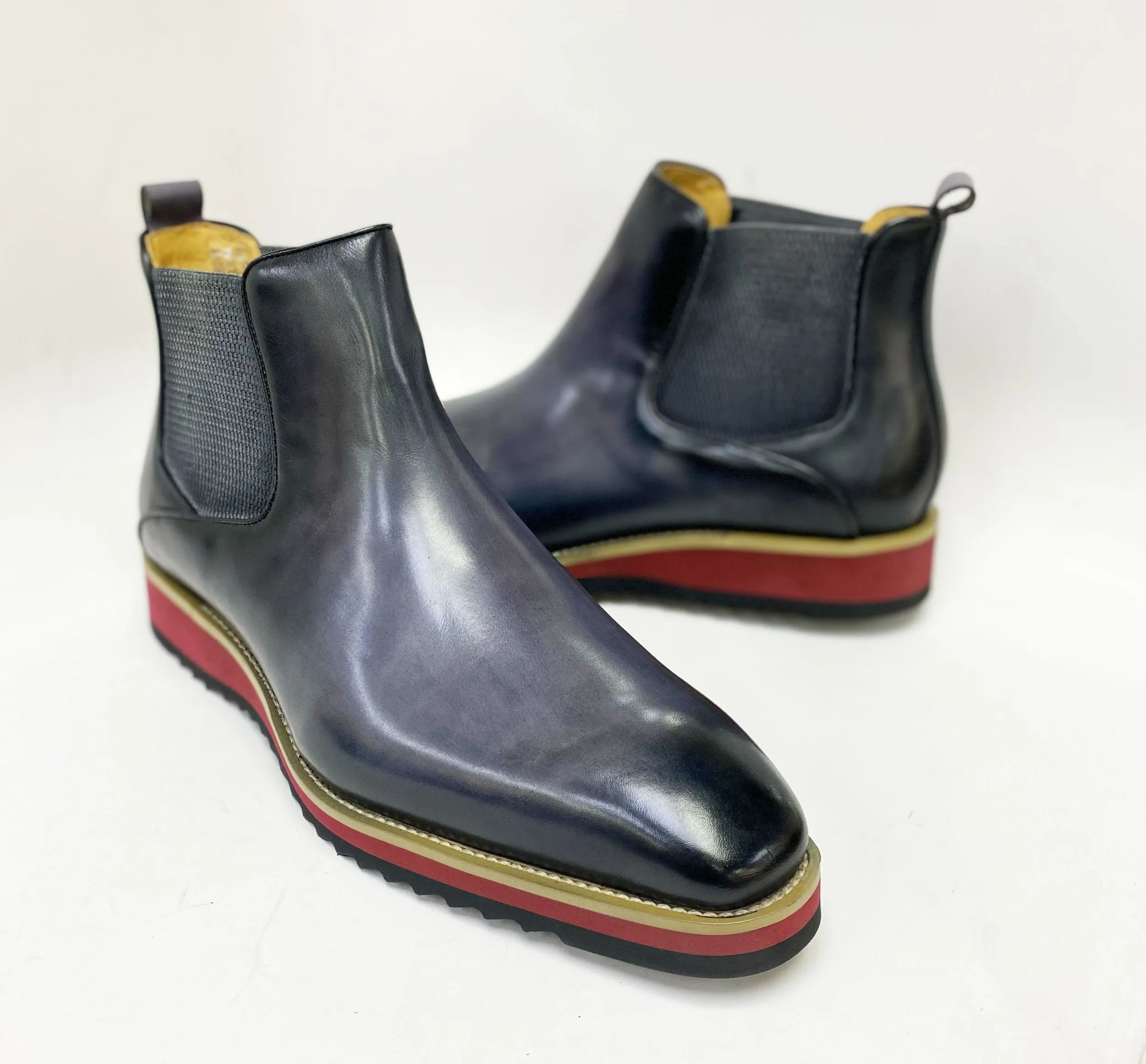 Burnished Calfskin Slip-On Boot Grey